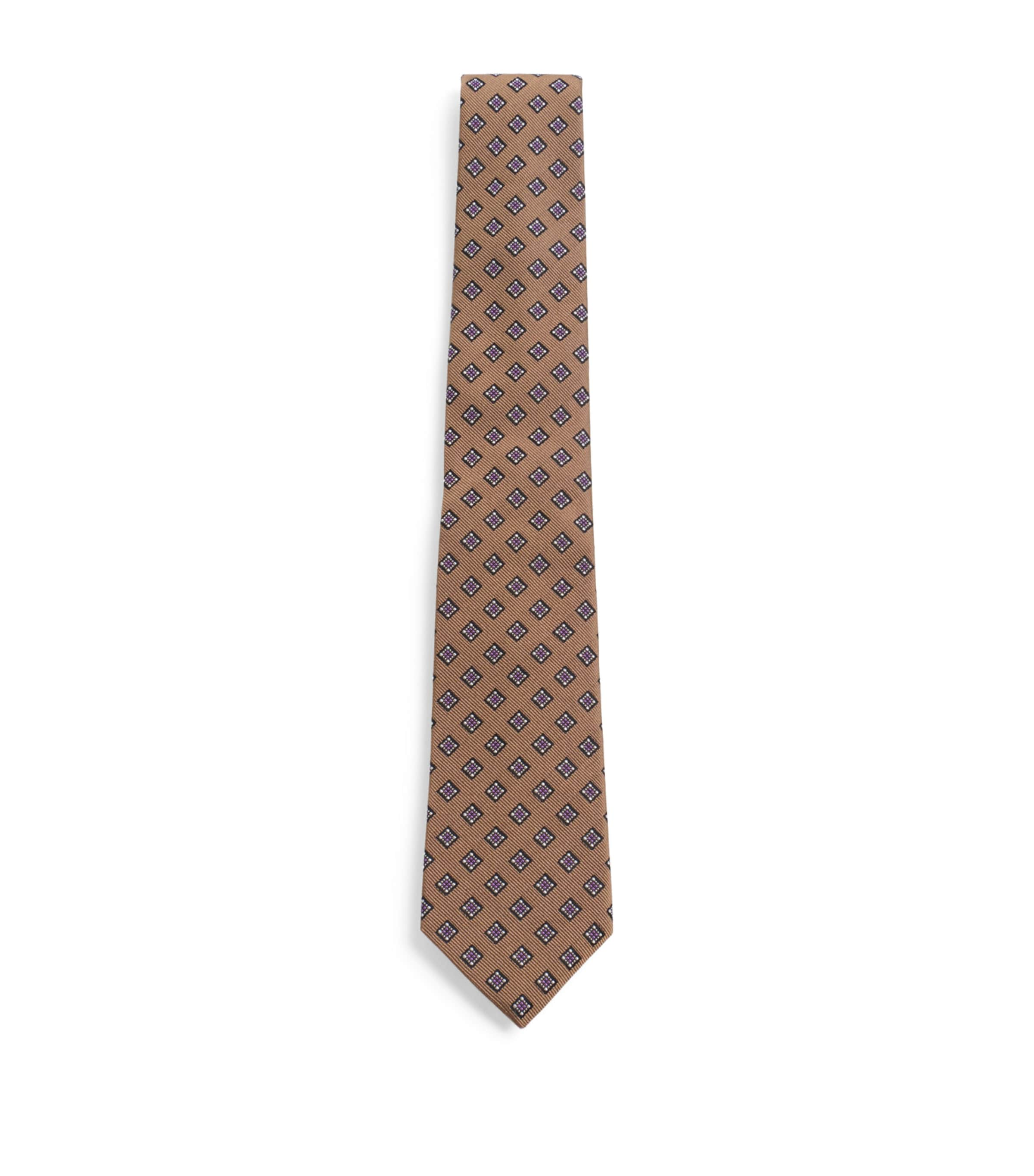 Valentino Garavani Silk Jacquard Tie In Beige