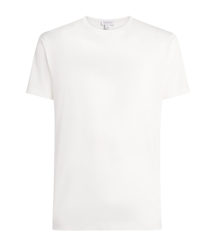 Sunspel Mens Stretch-Tencel T-Shirt Whaa White Image 1