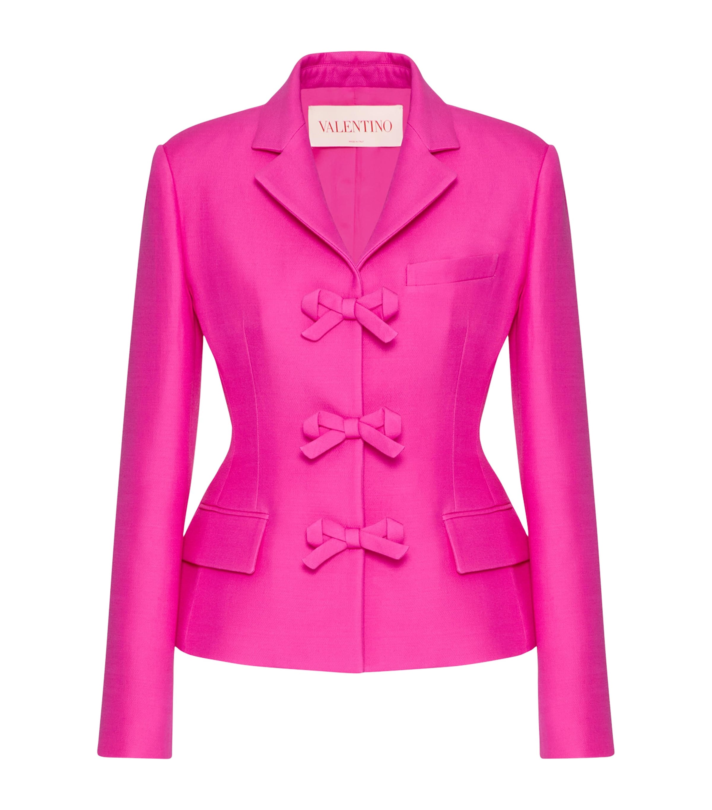 Shop Valentino Wool-silk Bow Blazer In Pink