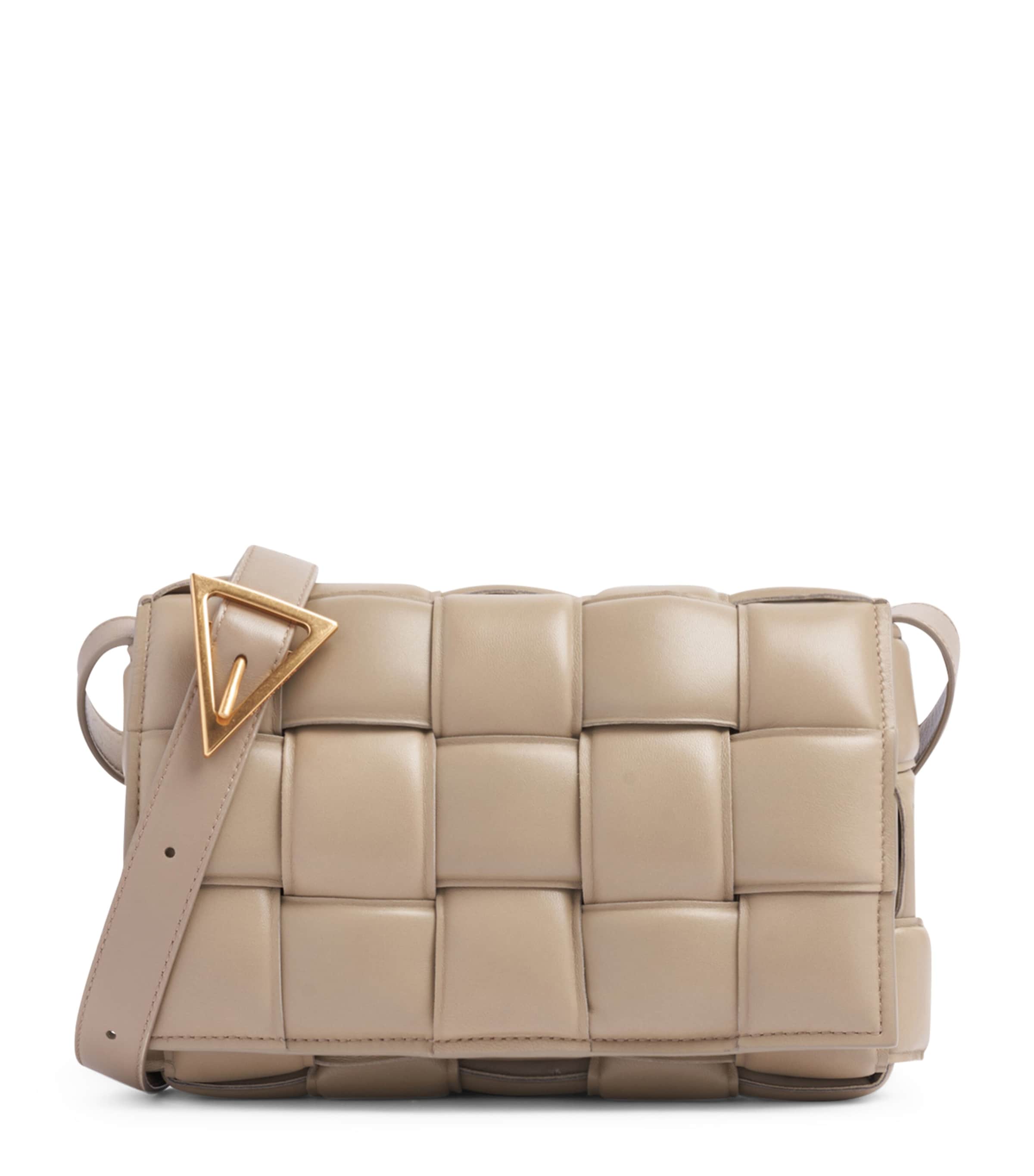 Bottega Veneta Leather Padded Cassette Cross-Body Bag Taupe Gold Image 1
