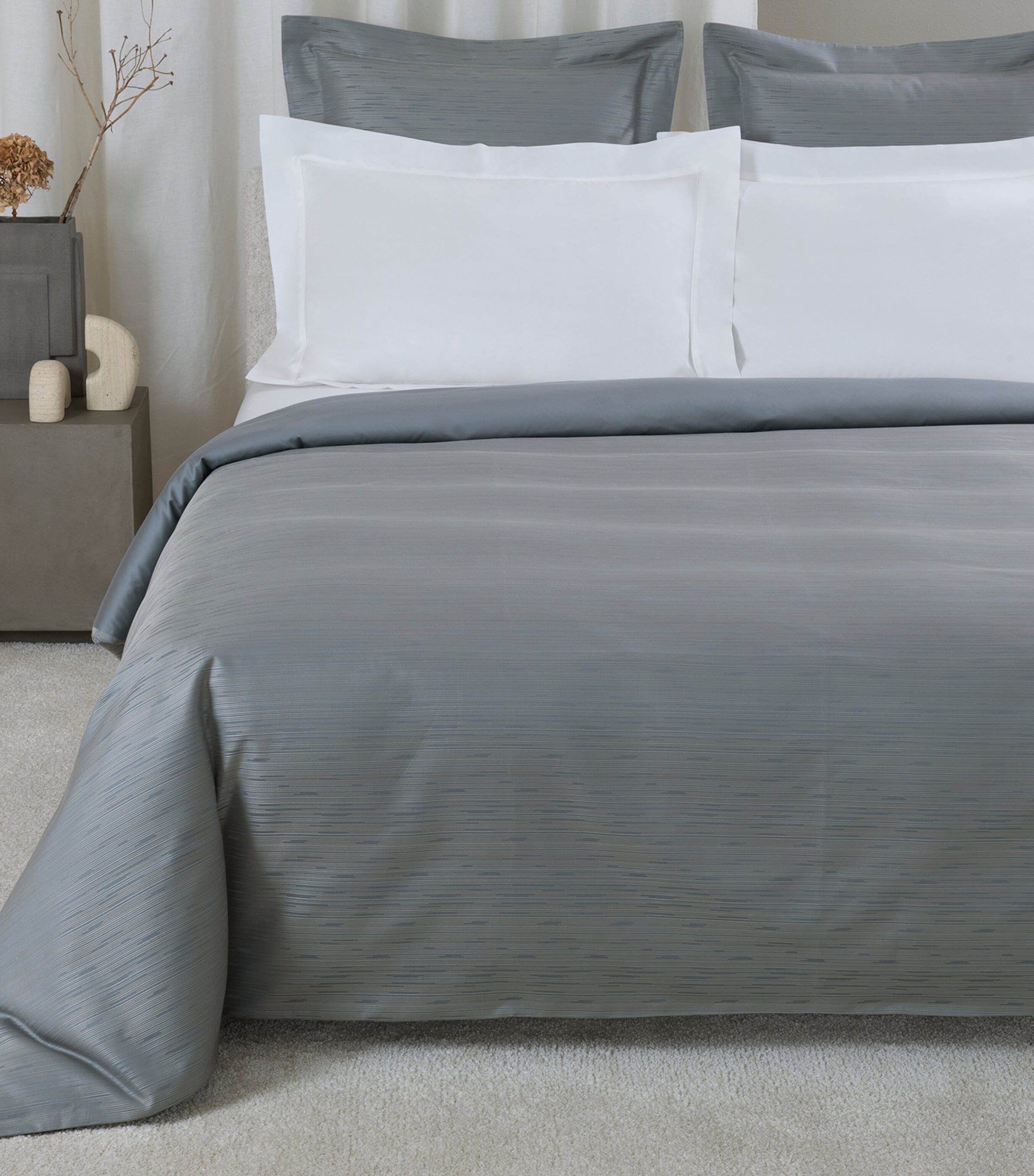 Frette Cotton-Silk Stardust Jacquard King Duvet Cover (260cm x 240cm) Dusty Grey/go Image 2