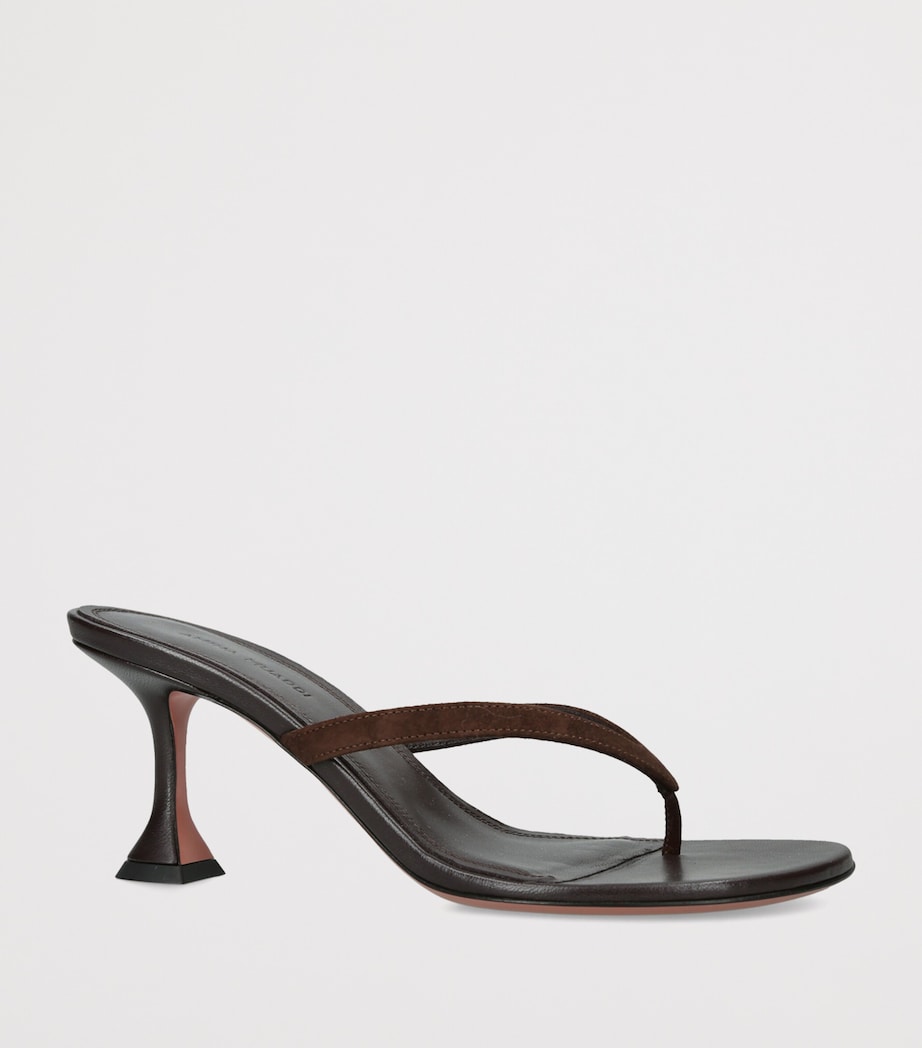 Amina Muaddi Suede Juliette Heeled Sandals 70 Dark Brown Image 2