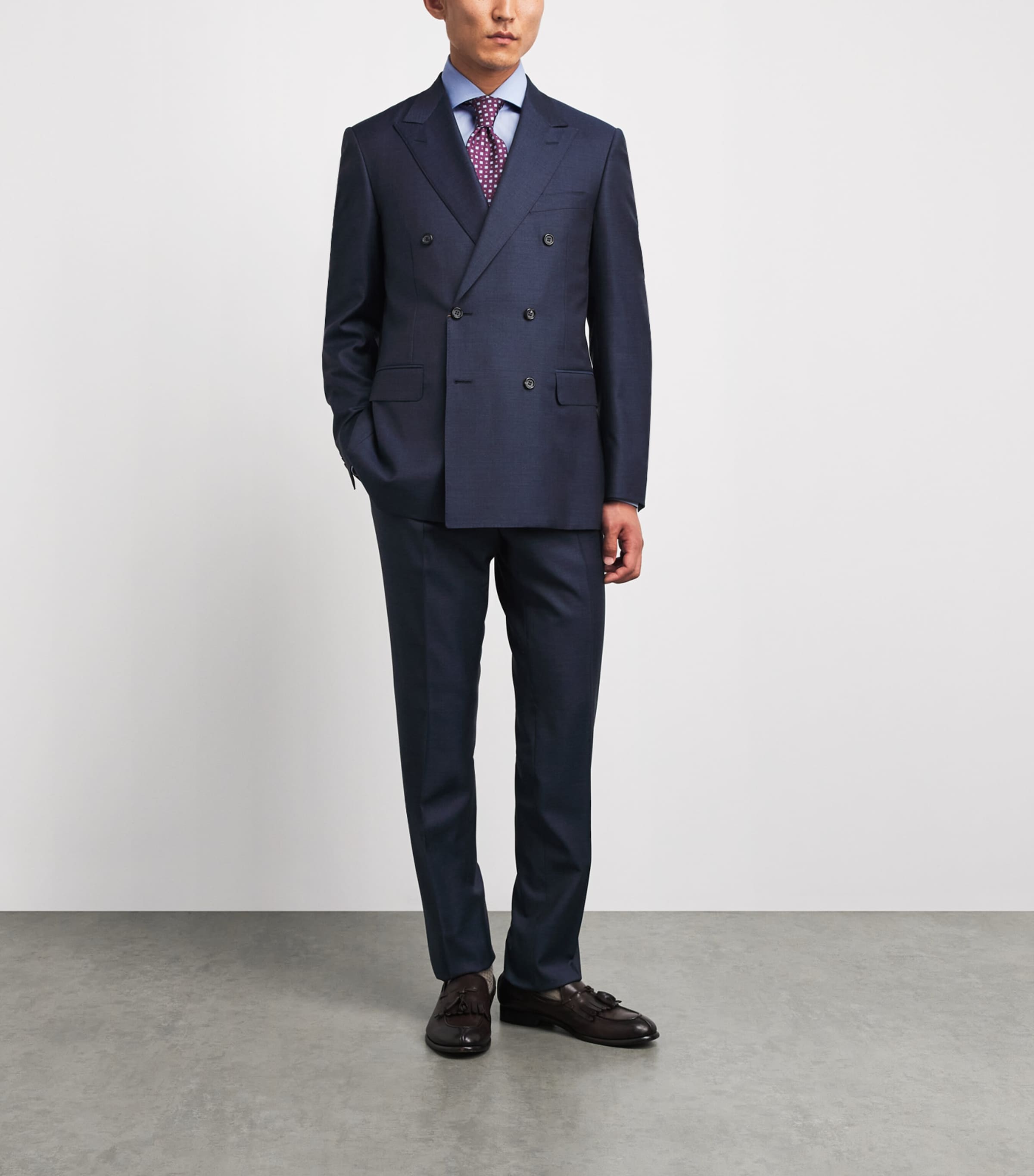 Barba Napoli Mens Stretch-Cotton Poplin Slim Shirt Blue Image 2
