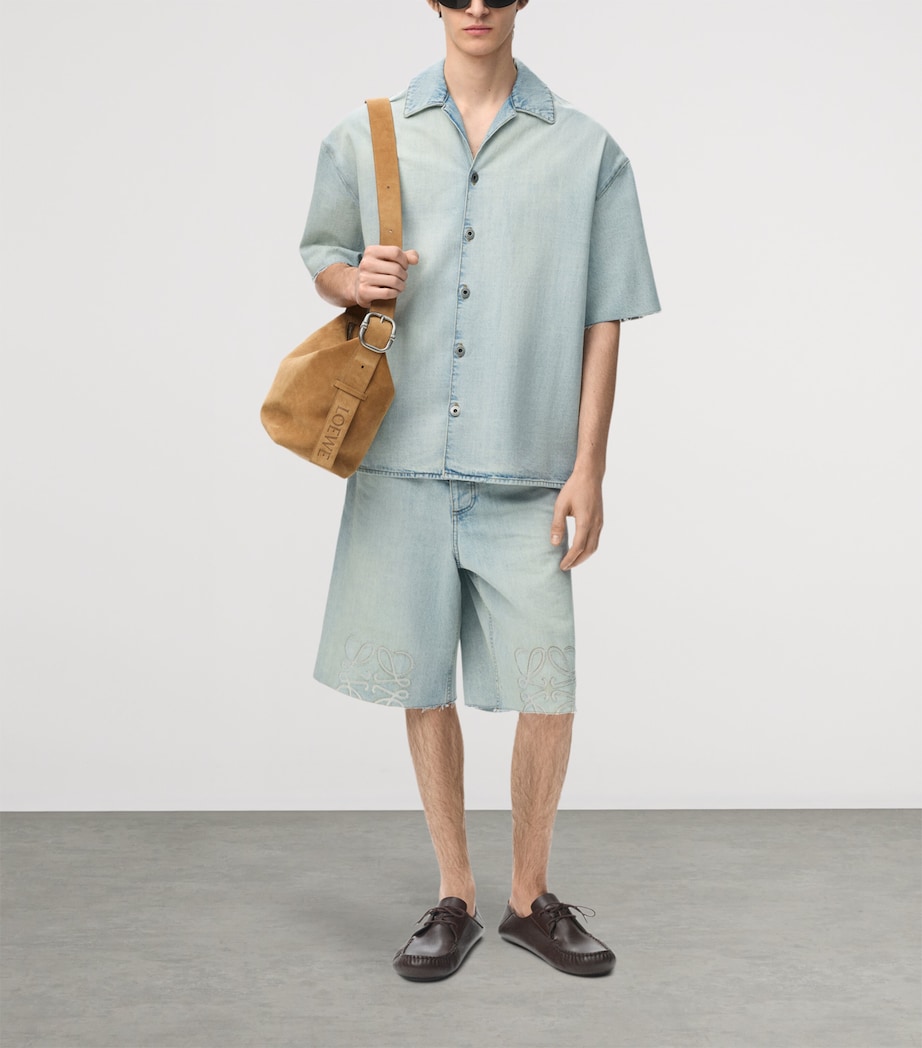 LOEWE Mens ANAGRAM SHORT SLEEVE SHIRT. Washed Blue Image 2