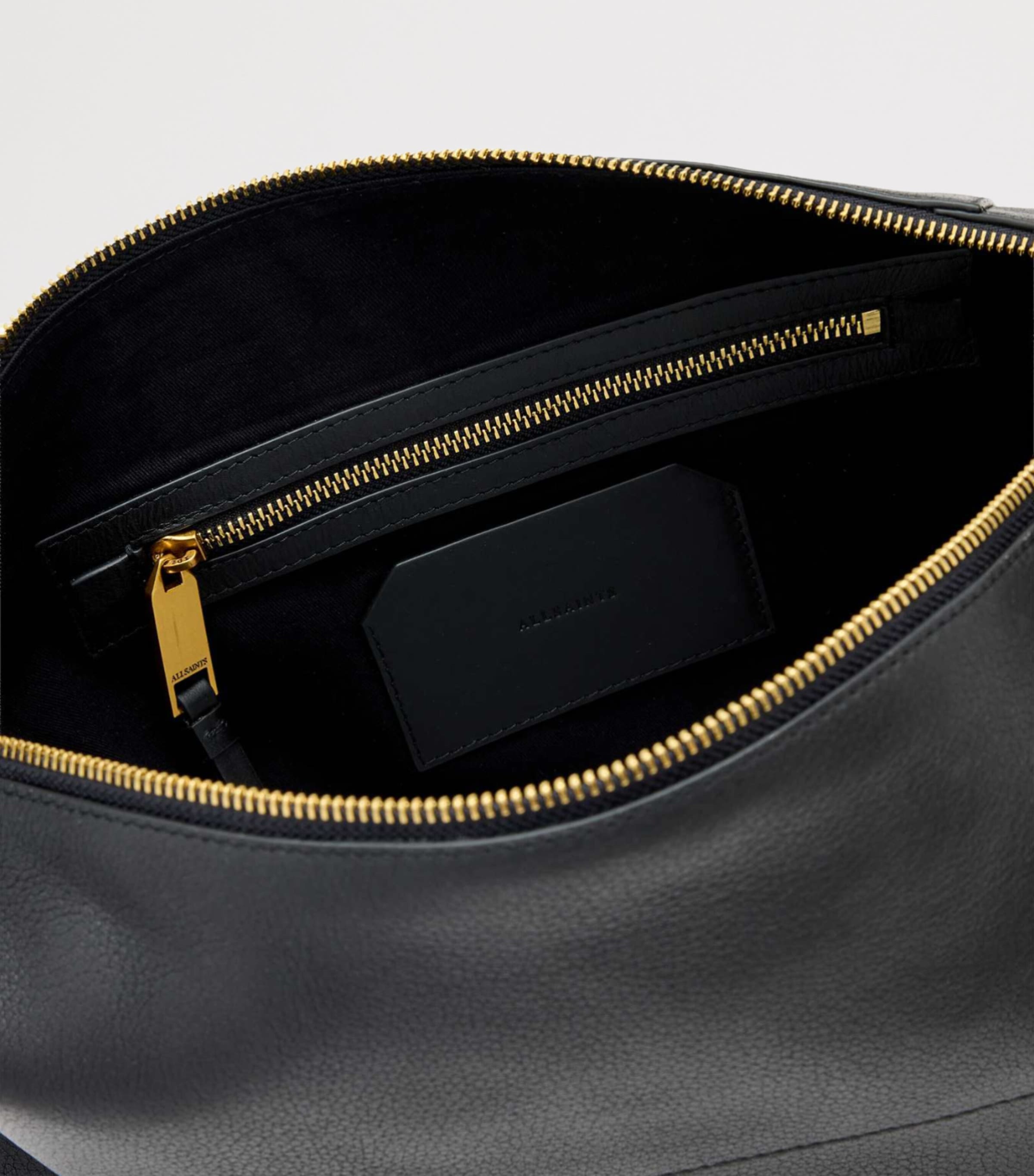 AllSaints Leather Alba Shoulder Bag Black Image 2