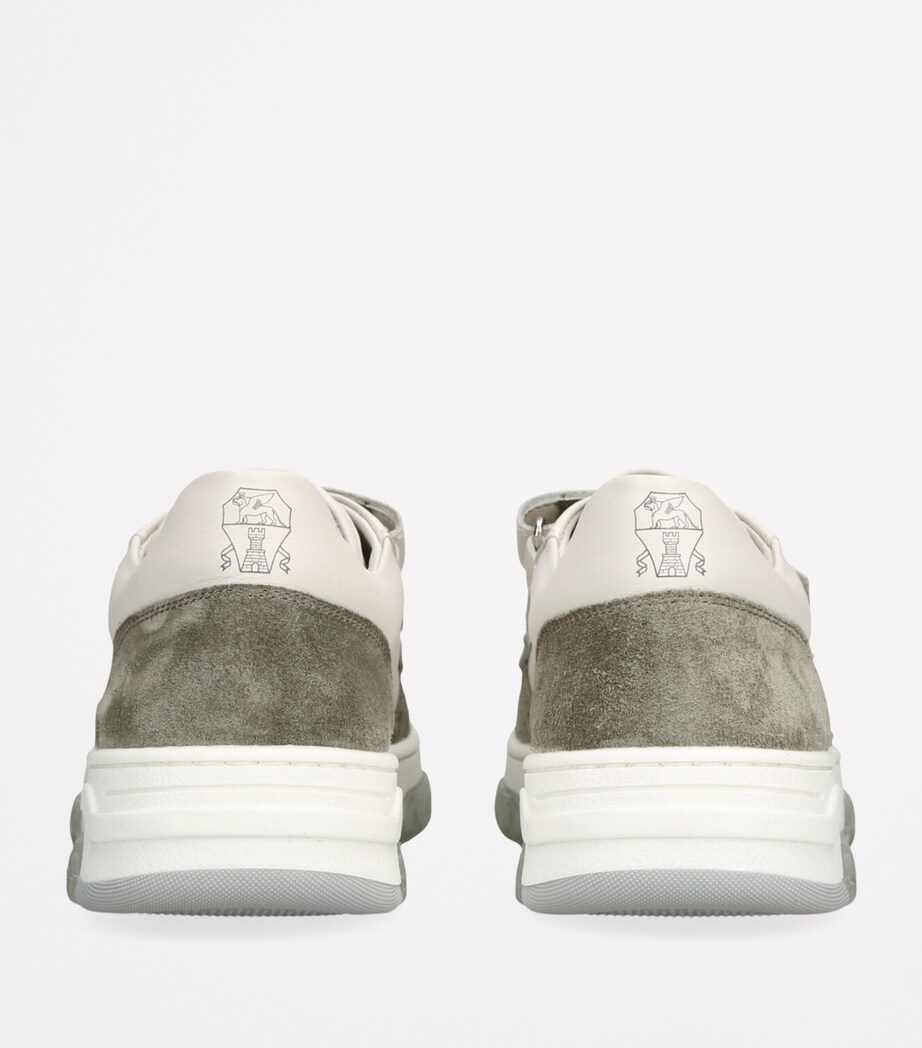 Brunello Cucinelli Kids Leather Suede-Trim Velcro Sneakers White/oth Image 2
