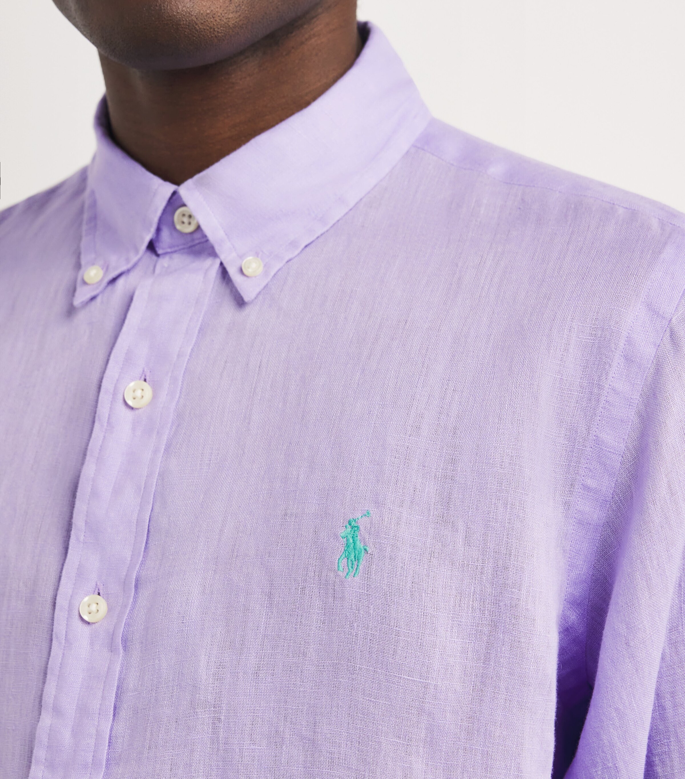 Polo Ralph Lauren Mens Linen Custom Fit Shirt Purple Image 5