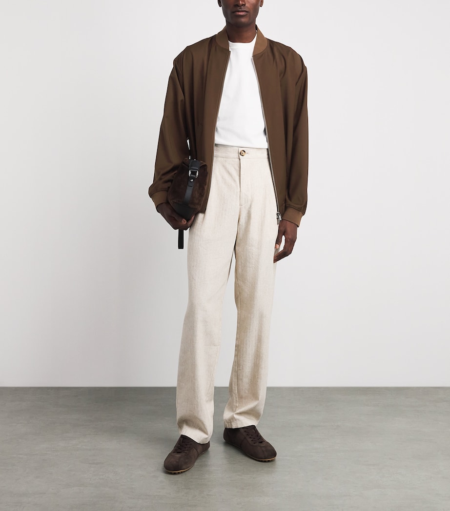 Barena Mens Virgin Wool Bomber Jacket Toffee Image 2
