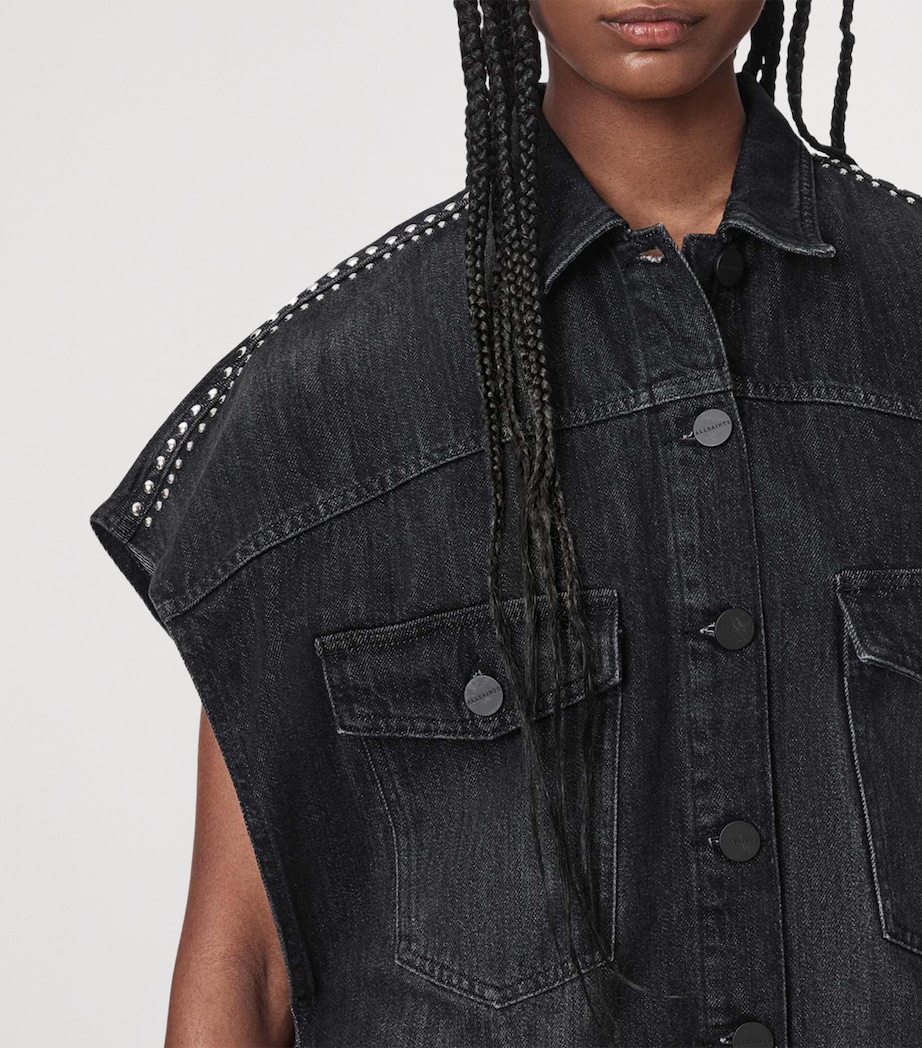 AllSaints Womens Alba Sleeveless Denim Shirt Shadow Black Image 5