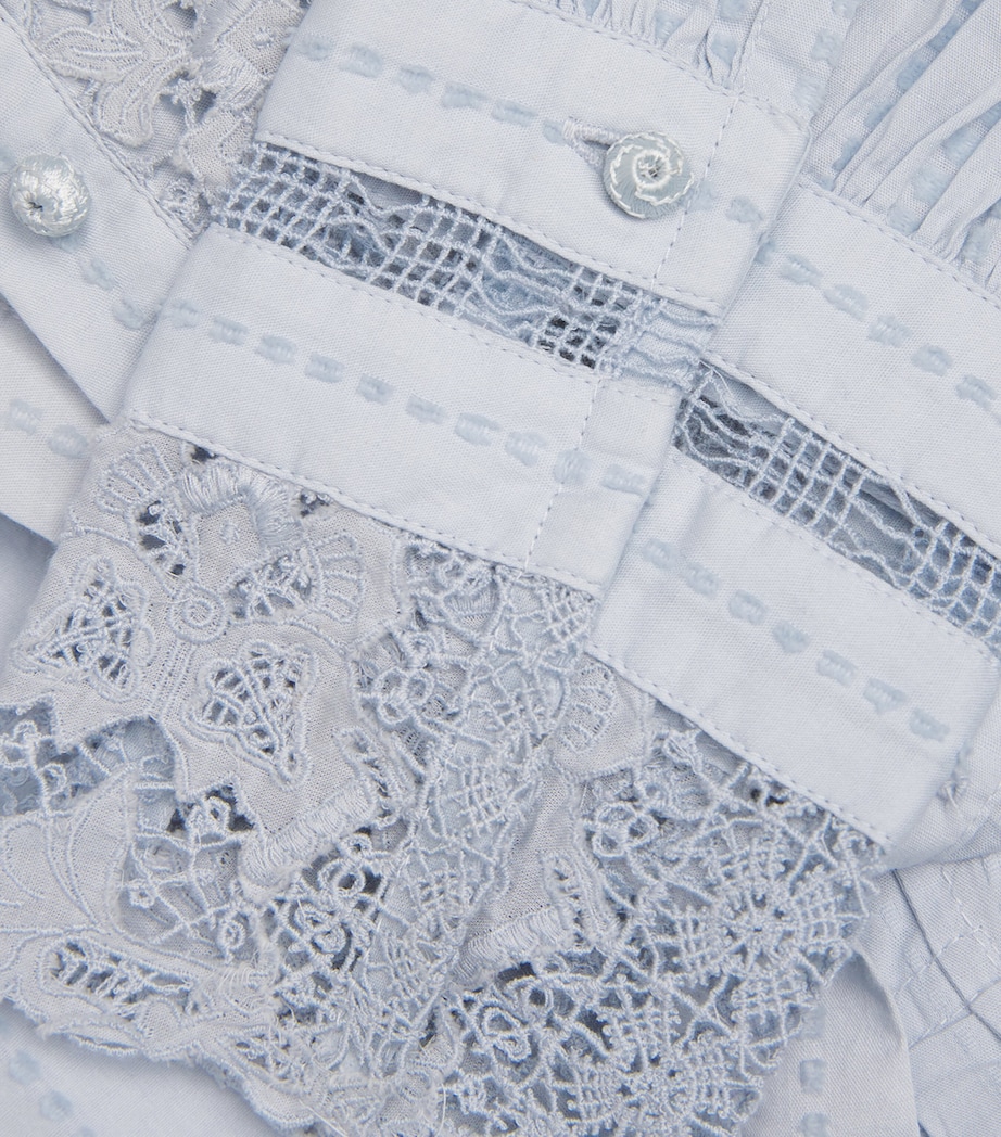 Cotton Lace-Trim Esther Blouse CELESTE Image 5