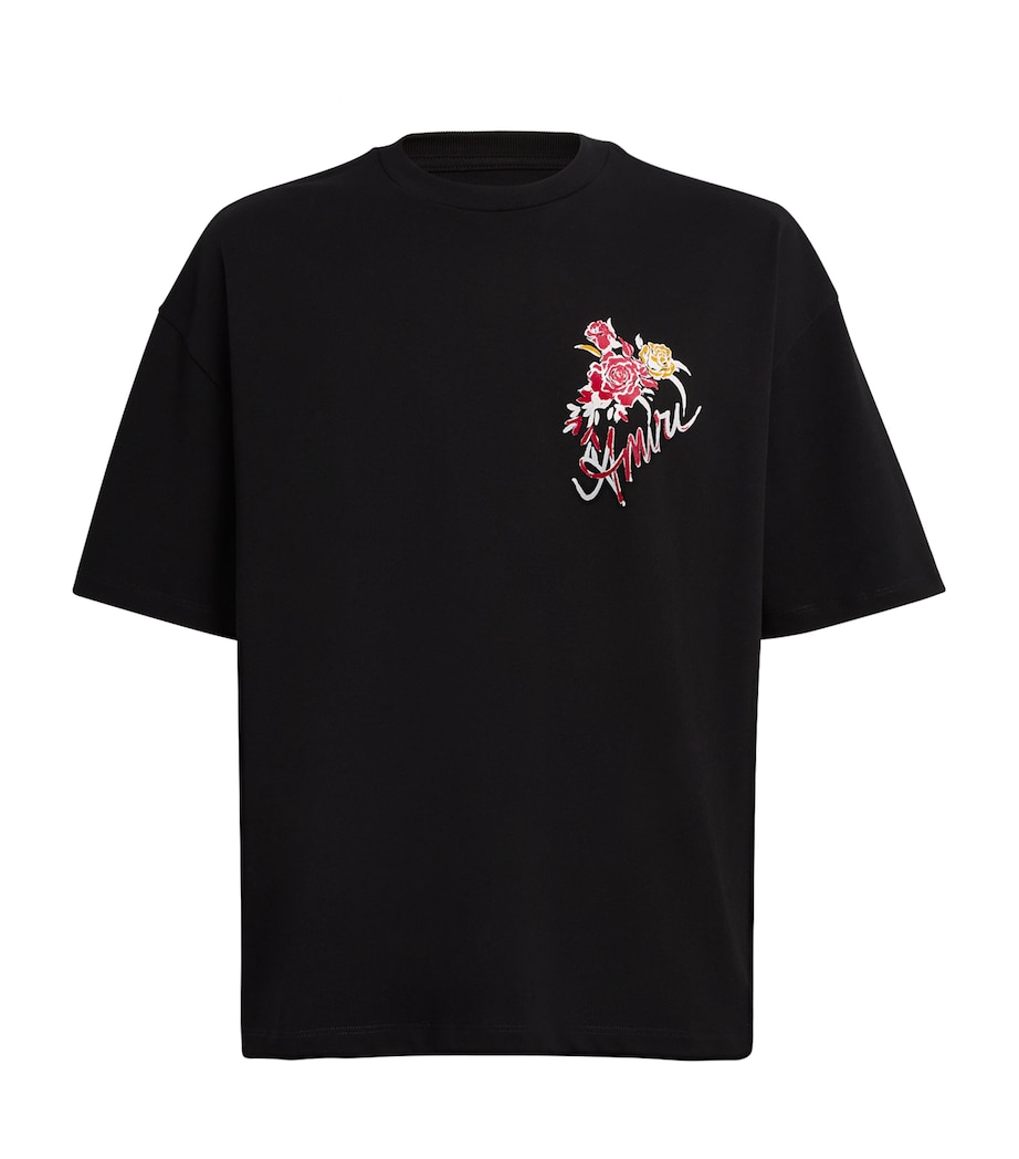 Cotton Roses Print T-Shirt BLACK Image 1