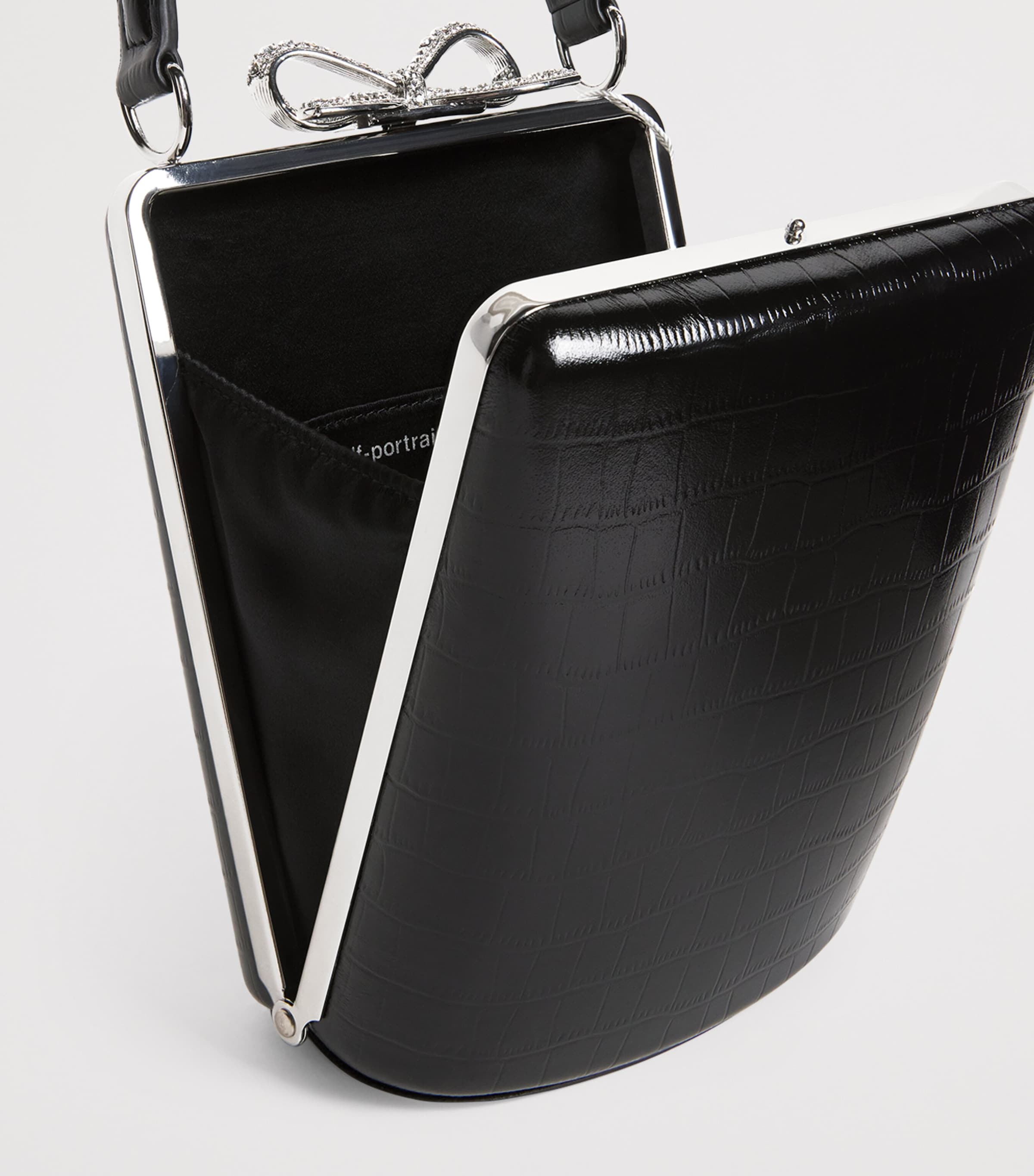 Croc-Embossed Leather Mini Bag BLACK Image 4