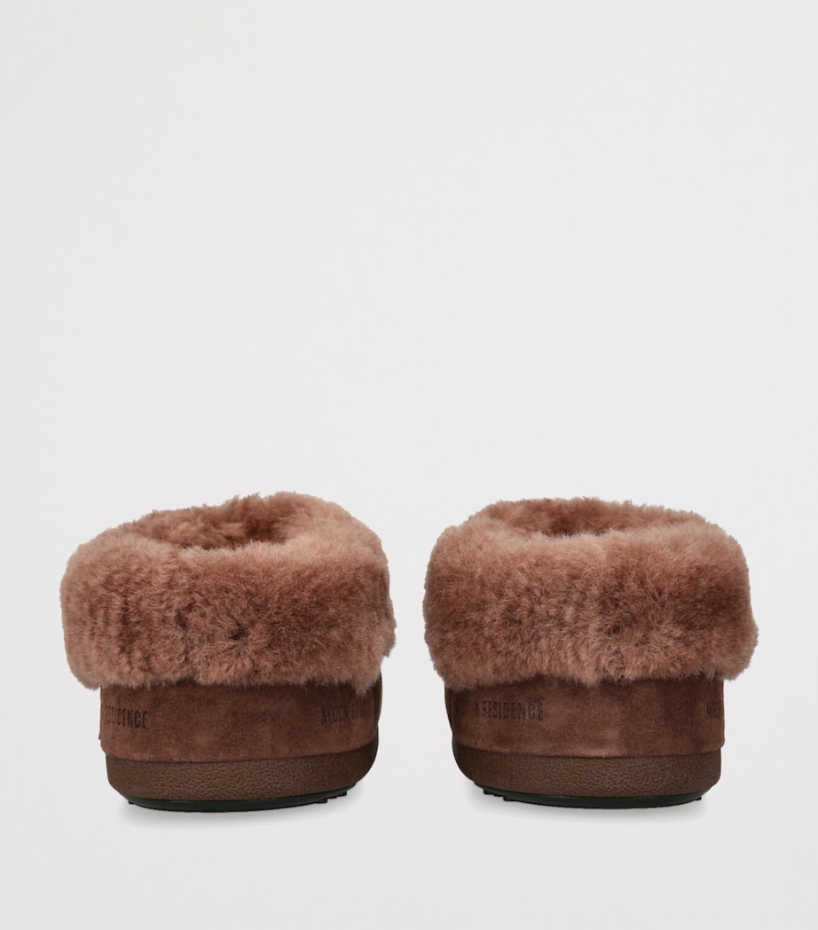 x Guest In Residence Suede Shearling-Trim Chalet Mules BROWN Image 2