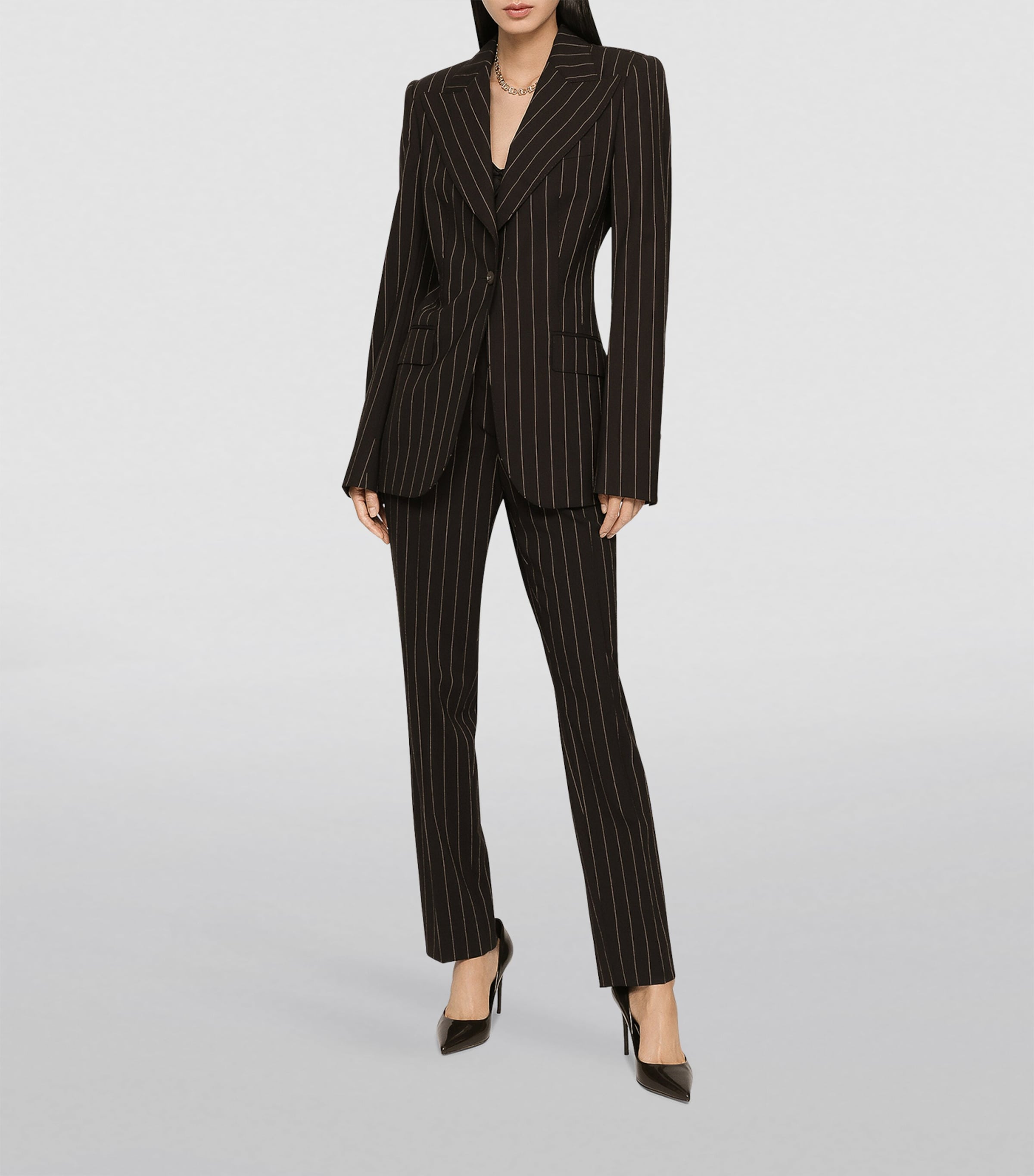 Wool Pinstripe Tailored Trousers S8053-STRIPED Image 3
