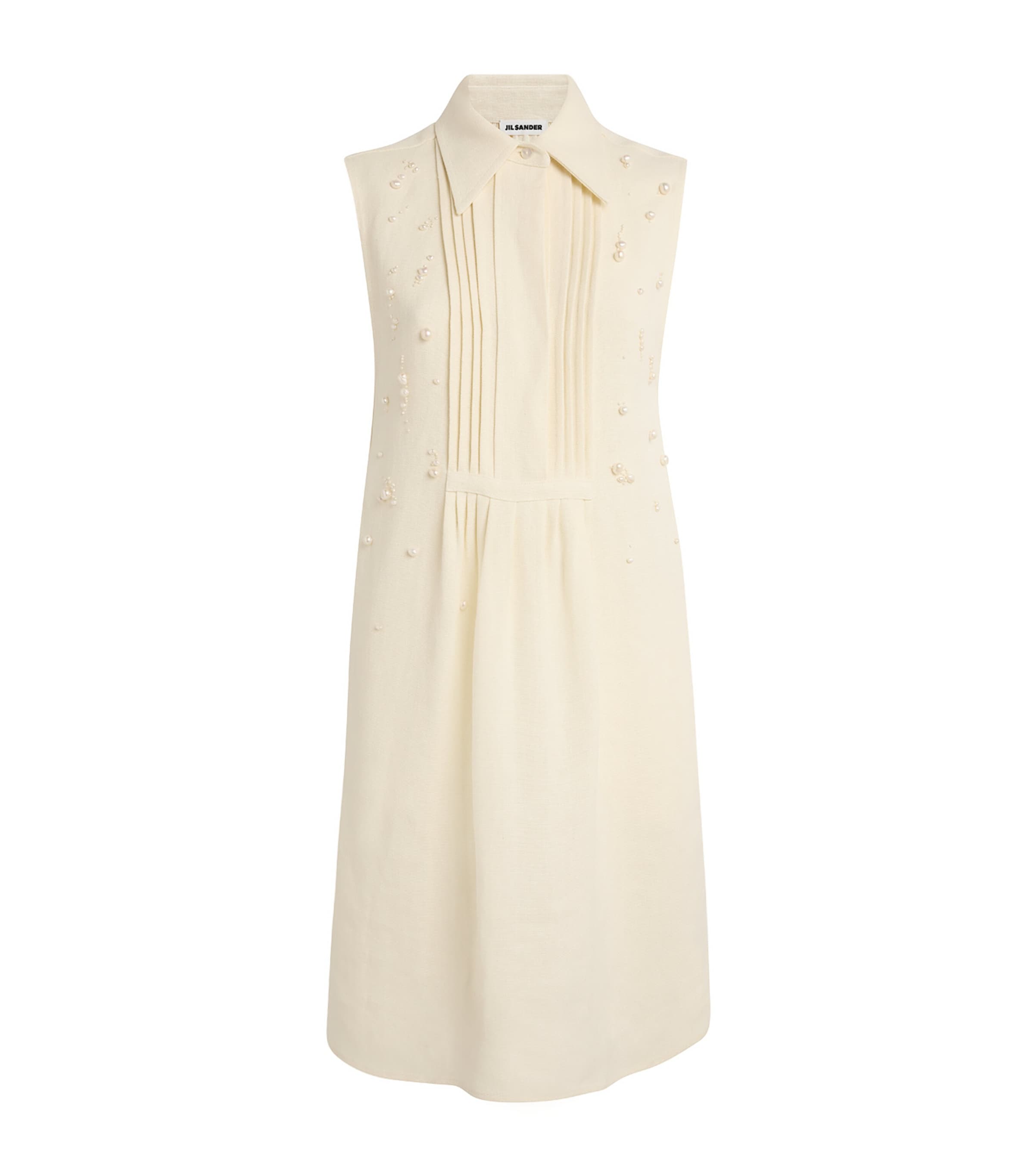 Jil Sander Pearl-embroidered Shirt Dress In Neutrals