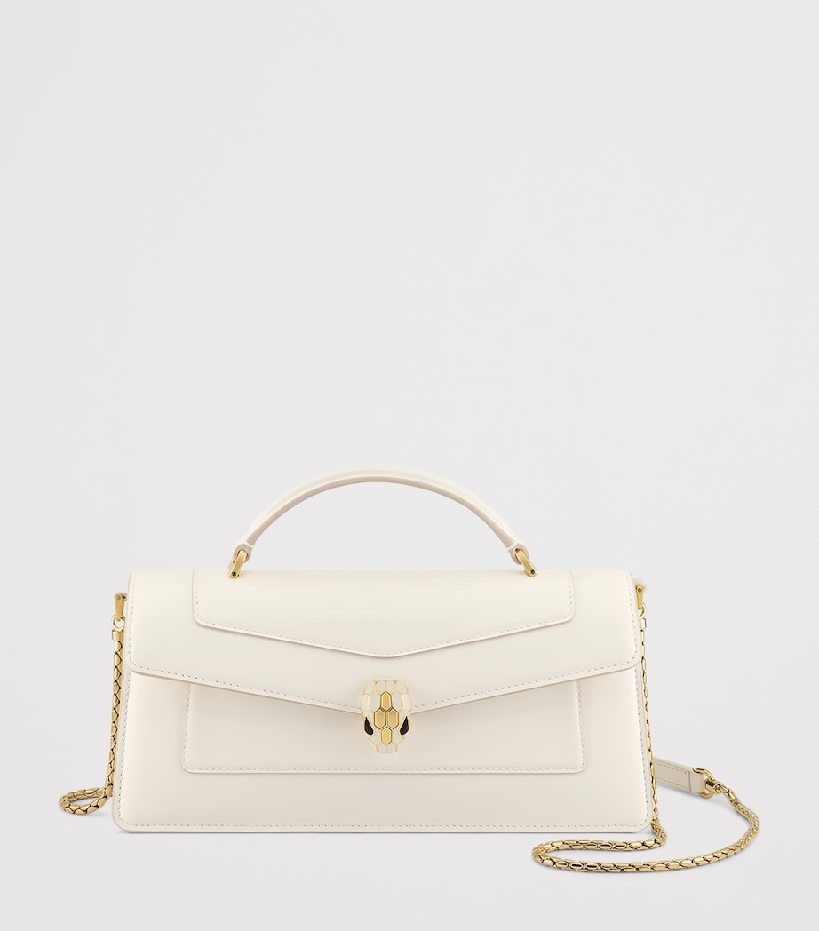 Bvlgari Leather Serpenti Forever Elongated Top-Handle Bag White Image 4