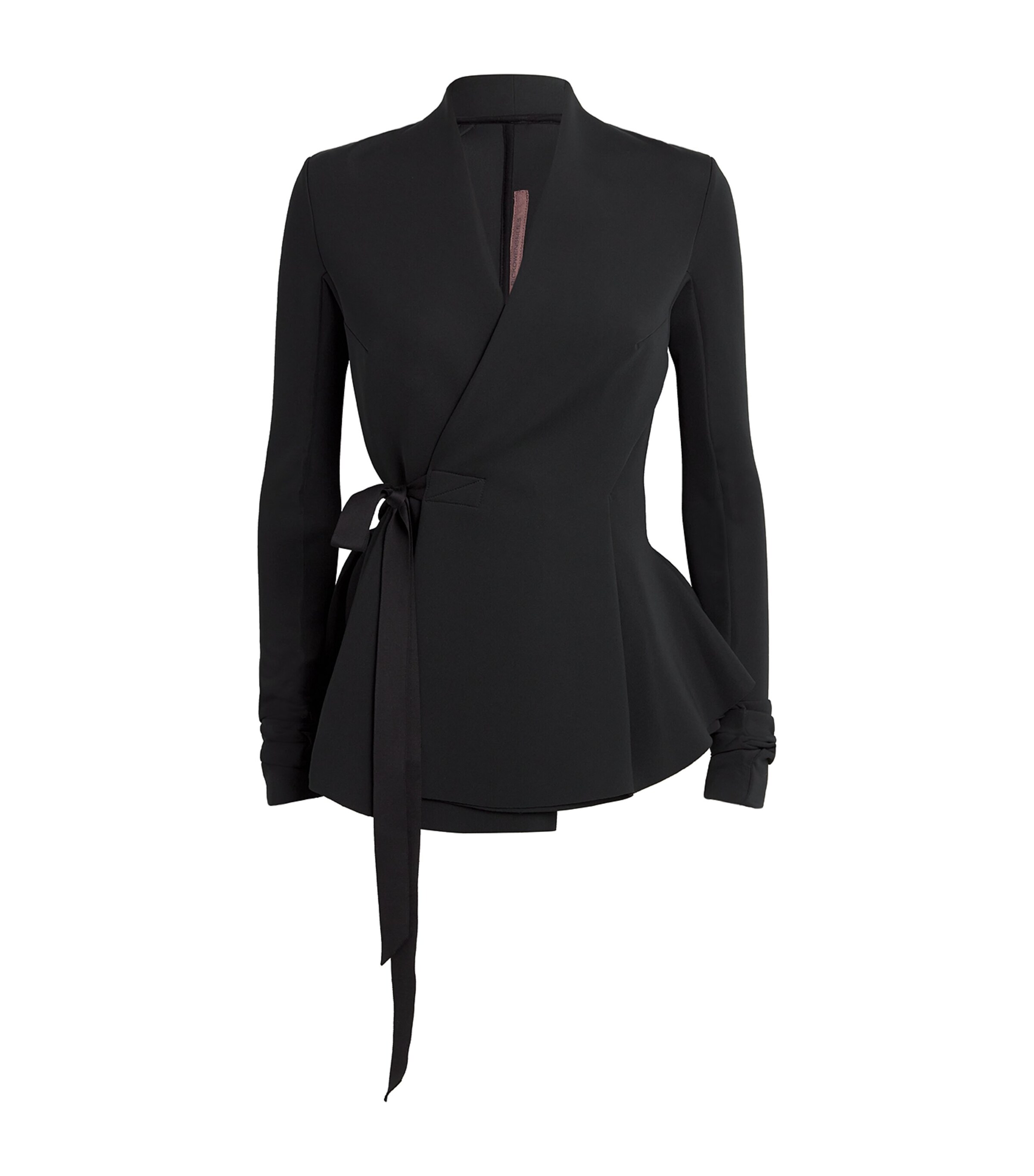 Rick Owens Womens Black Wrap-front Slim-fit Wool Jacket In Black