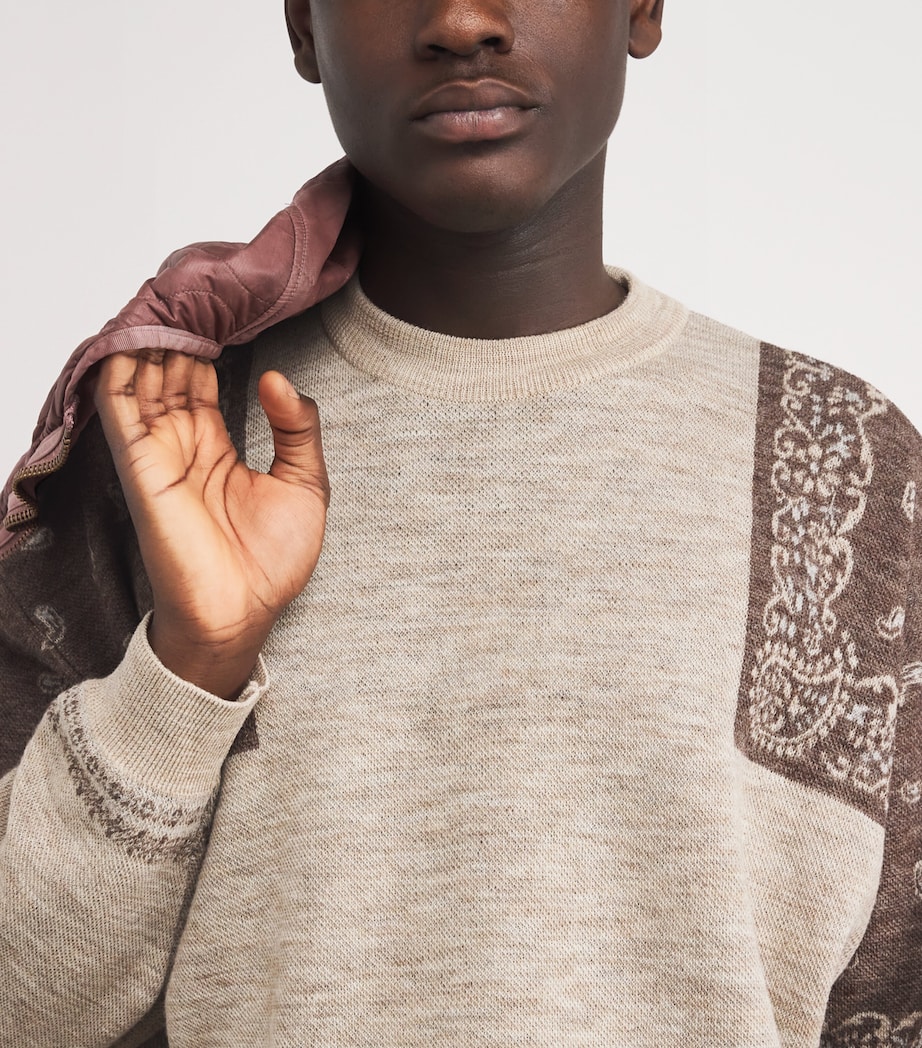 Wool Bandana Jacquard Sweater BROWN Image 6