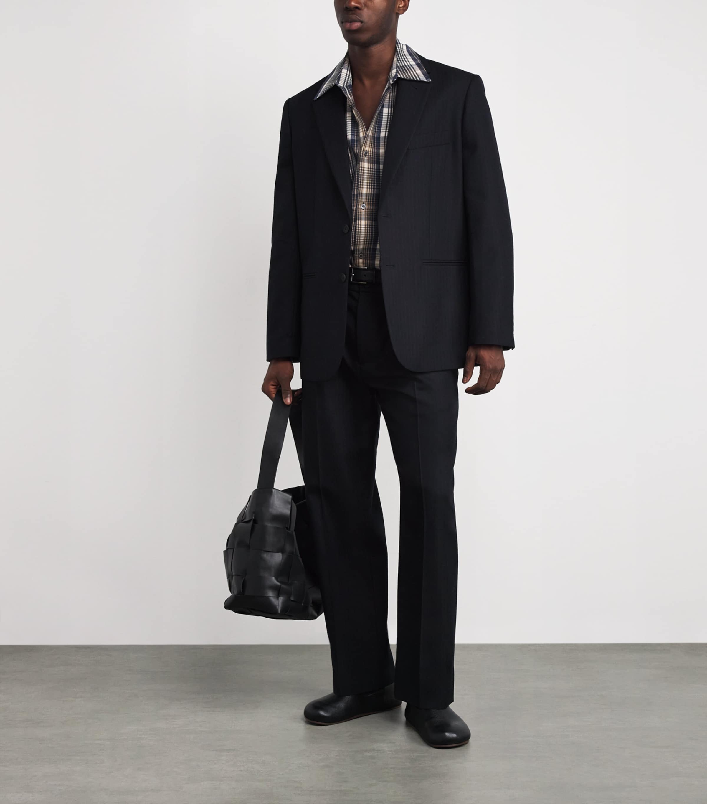 x Aaron Levine Cotton Check View Shirt NAVY / OATMEAL Image 2