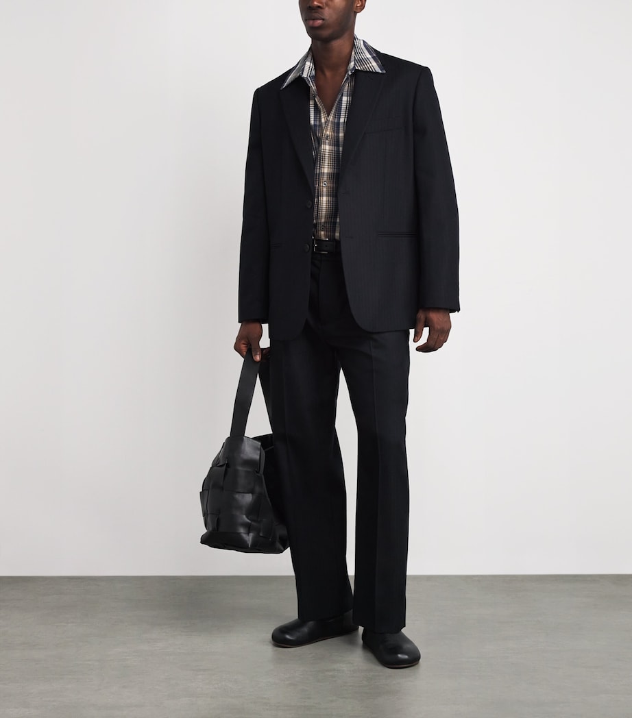 x Aaron Levine Cotton Check View Shirt NAVY / OATMEAL Image 2