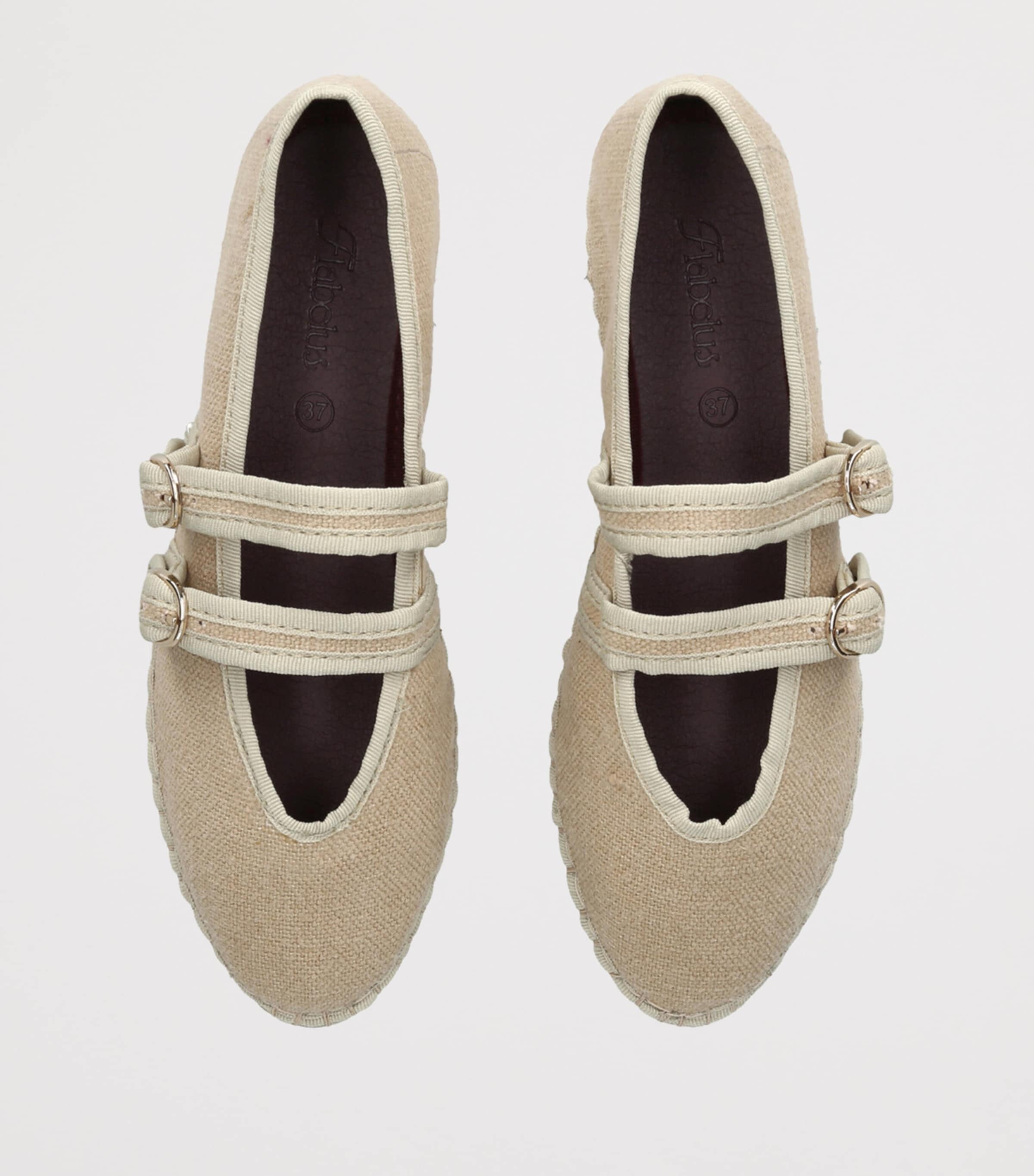 Flabelus Linen-Blend Claire Mary Janes Beige Comb Image 4