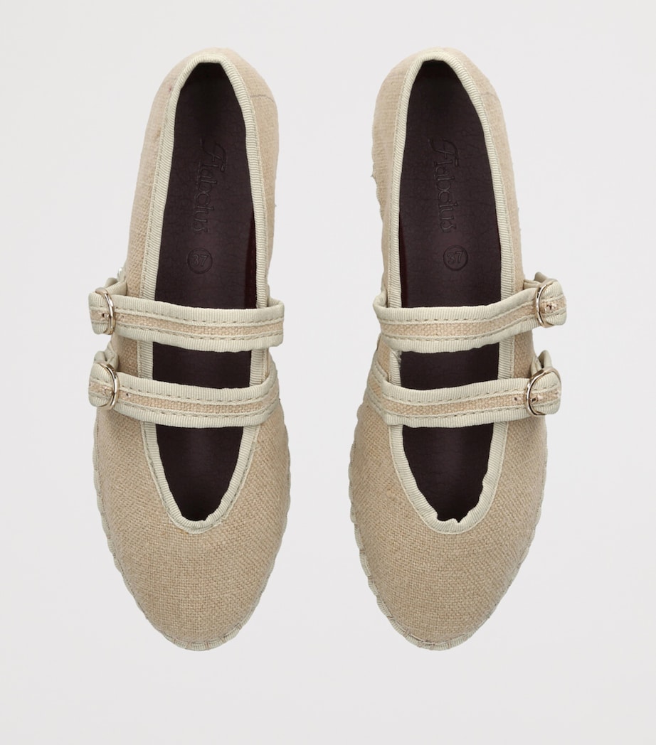 Flabelus Linen-Blend Claire Mary Janes Beige Comb Image 4