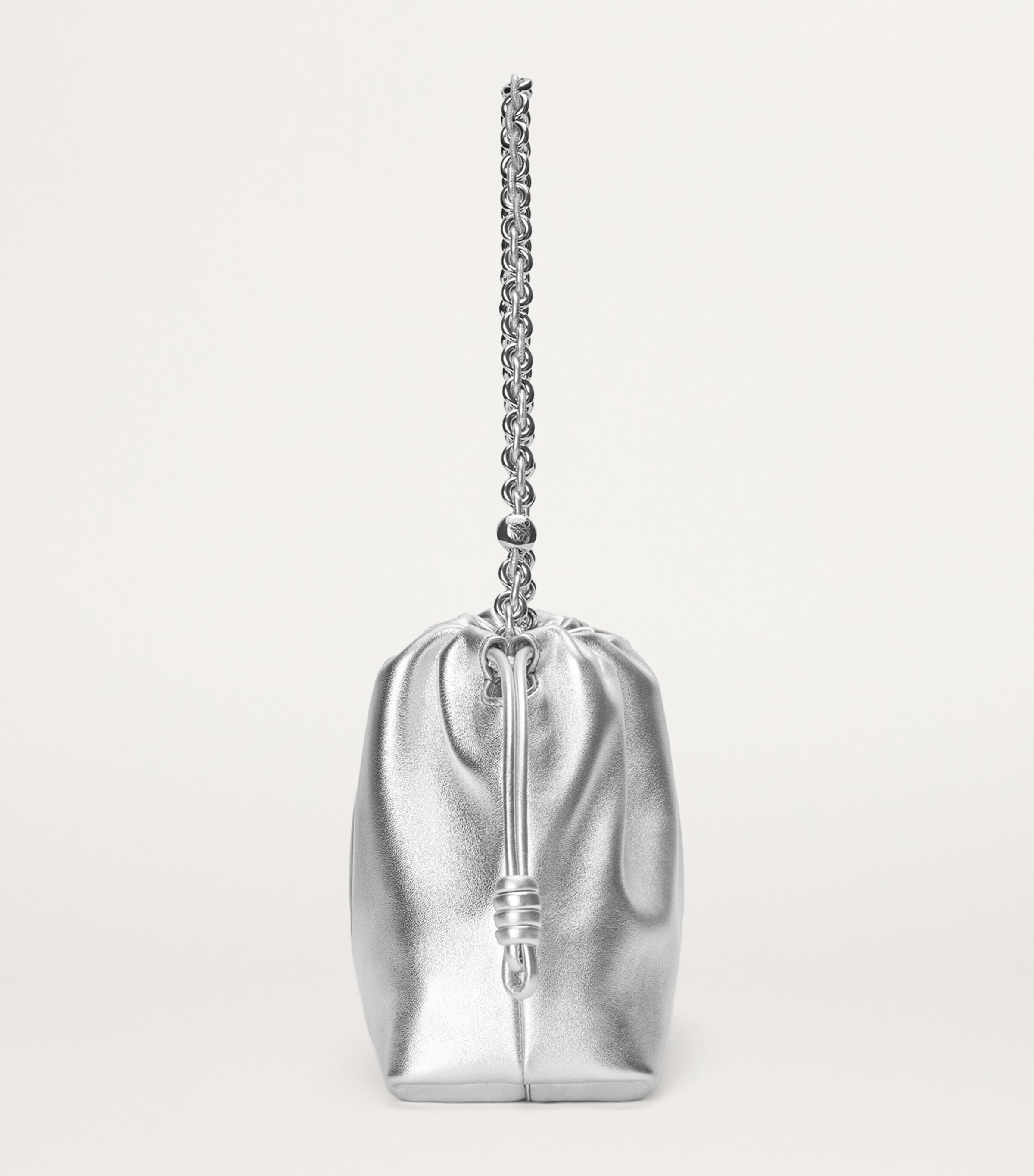 Medium Metallic Leather Flamenco Purse SILVER Image 4