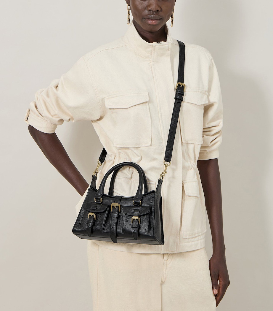 Mini Leather Roxanne Top-Handle Bag BLACK Image 5