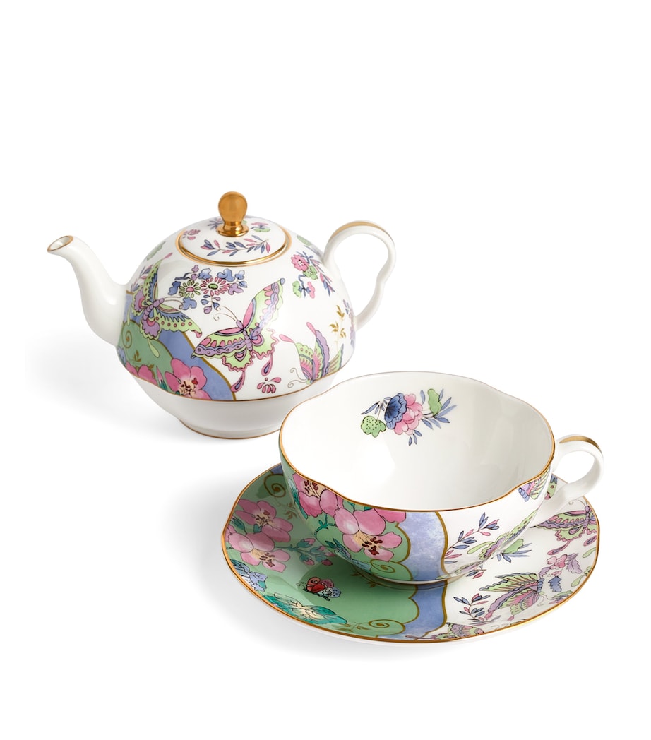 Bone China Butterfly Bloom Tea For One Teapot Set MULTI Image 4