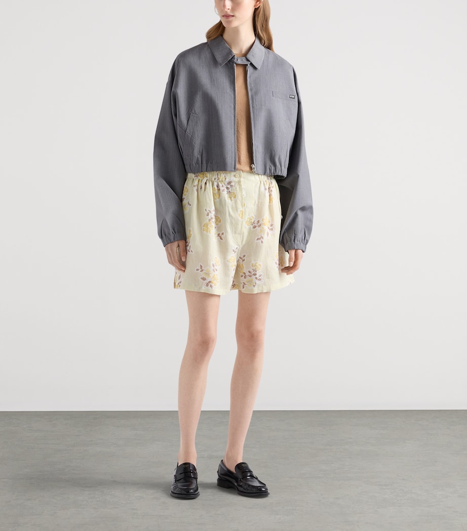 Prada Womens Wool-Mohair Tailored Jacket Grey Image 2