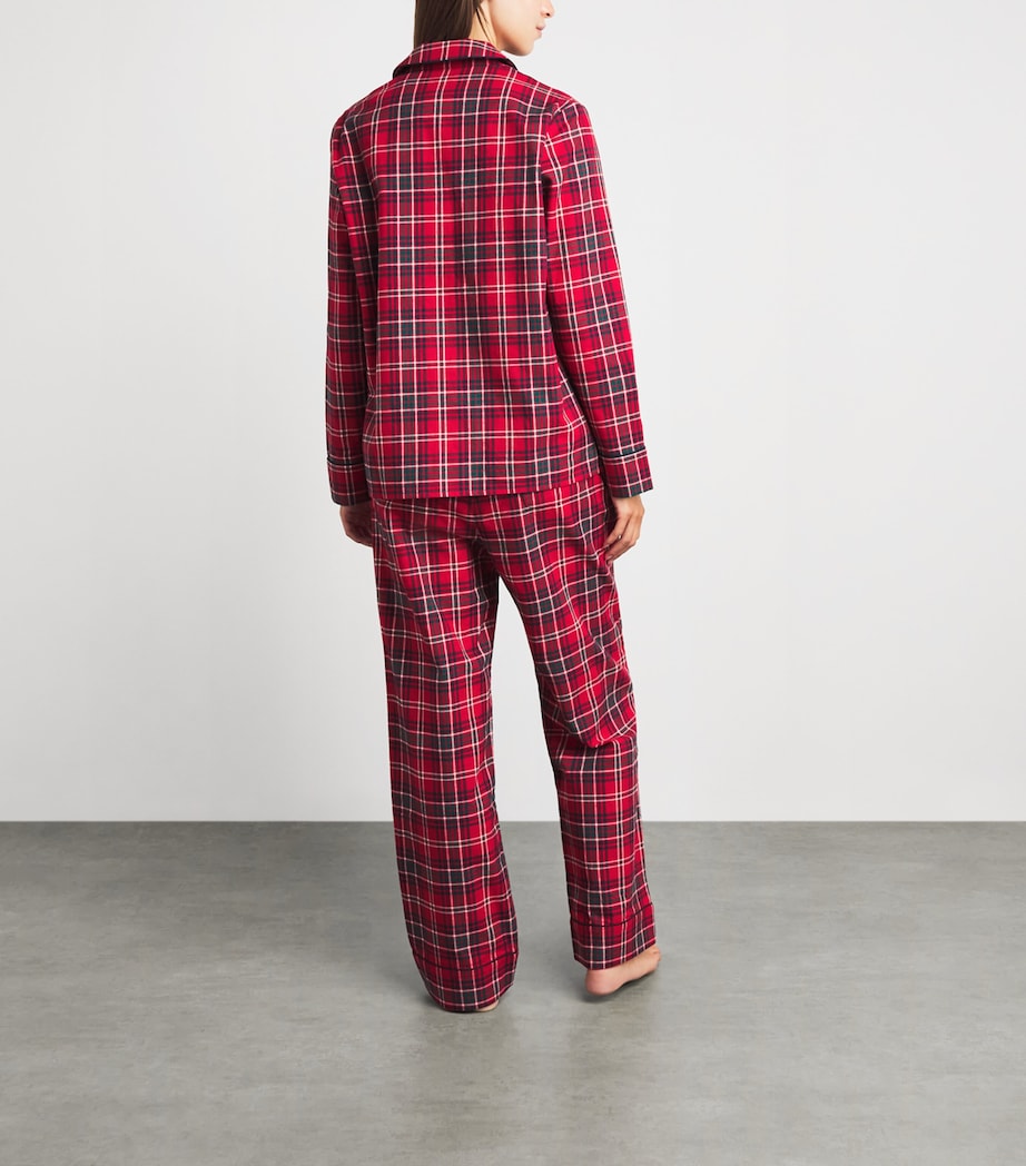 Harrods Womens Cotton Tartan Pyjama Set Red Image 4