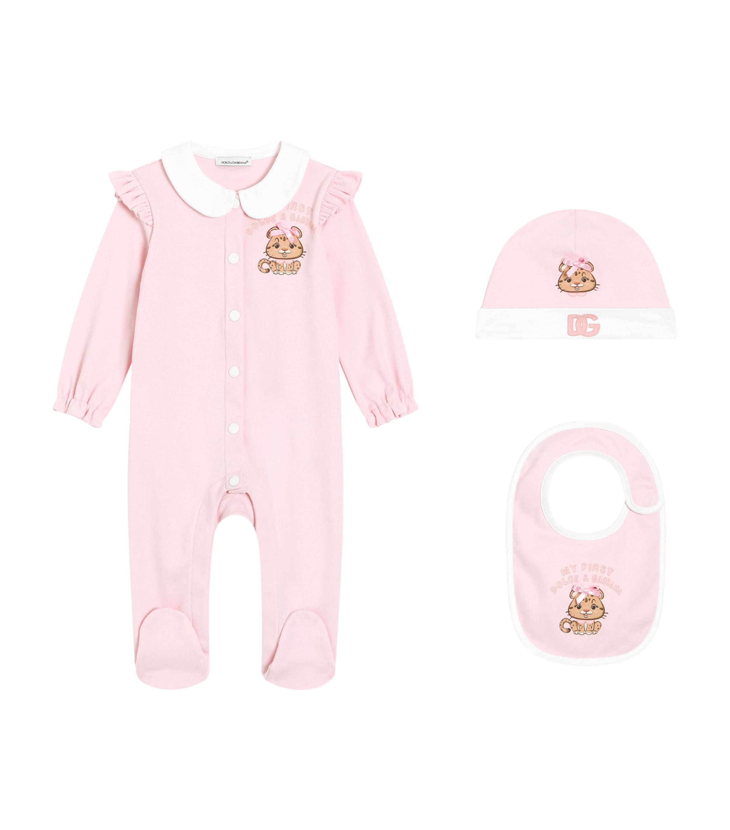 Dolce&Gabbana Kids Cotton All-In-One, Bib and Bonnet Set Combined Colour Image 1