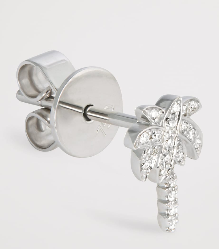 White Gold and Diamond Palm Tree Single Earring WHITE GOLD Image 3
