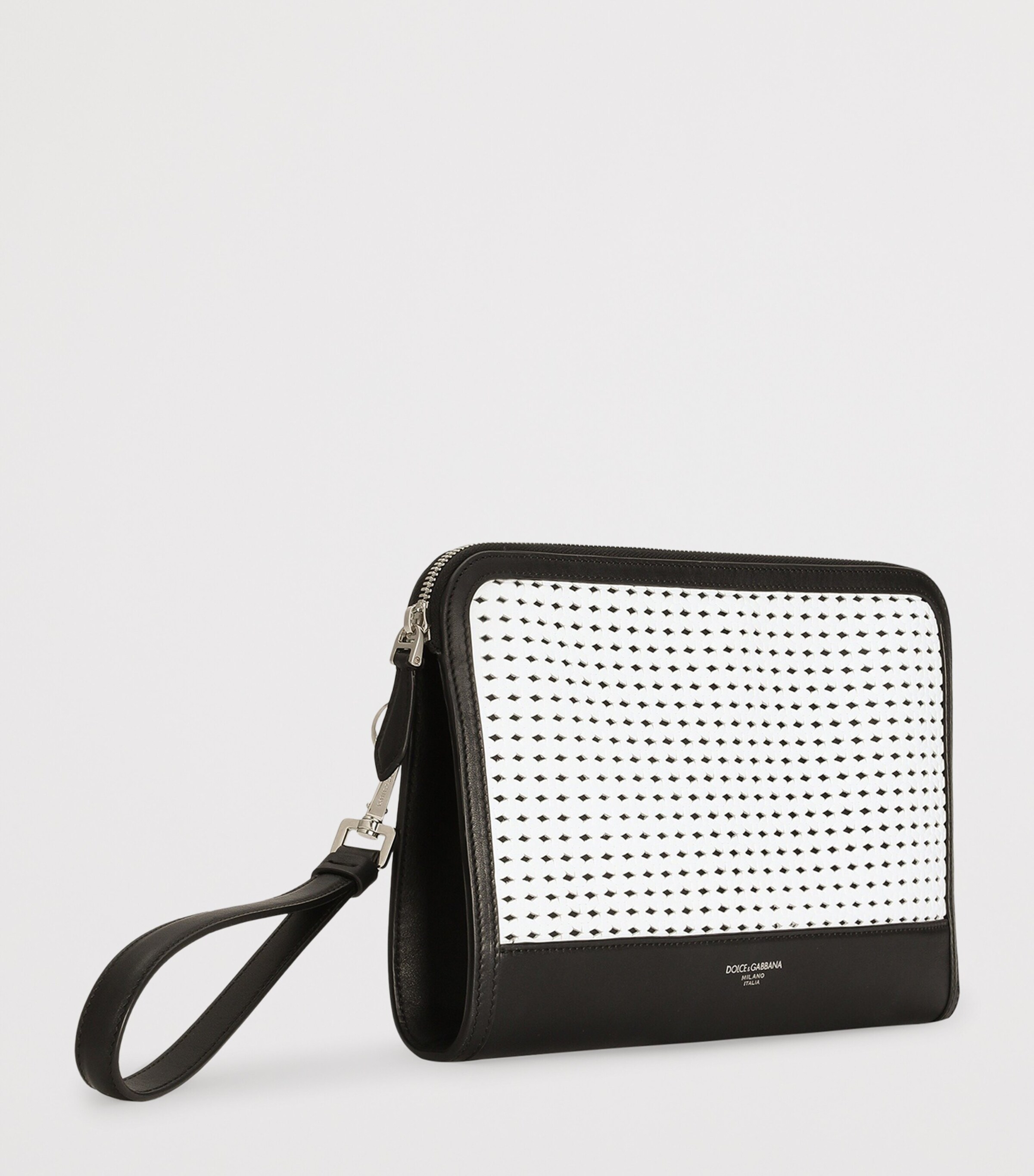 Dolce&Gabbana Plongé Calfskin Atene Pouch Black/white Image 3
