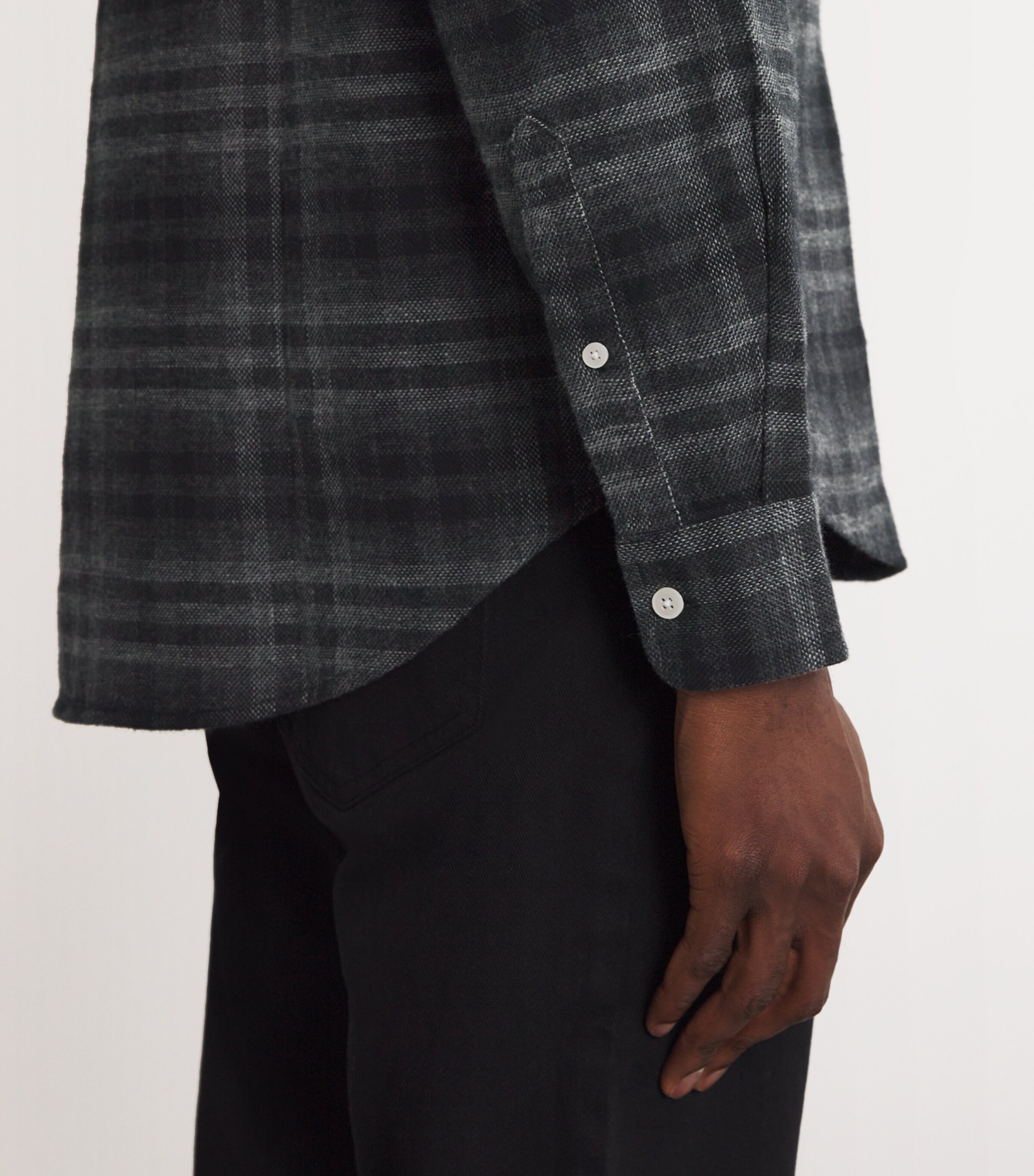 NN07 Mens Cotton Check Arne Shirt Dark Grey Check Image 6