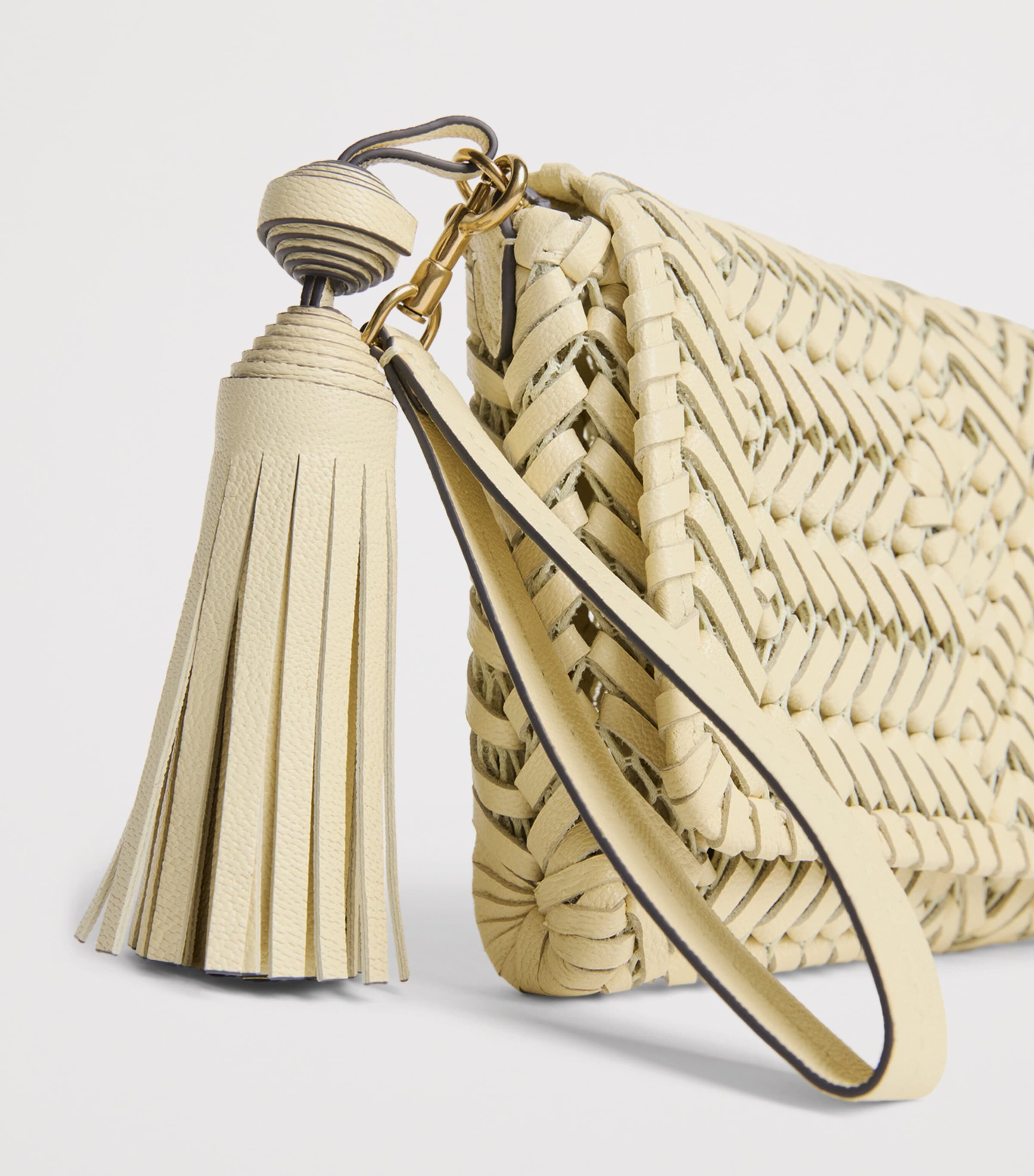 Anya Hindmarch Leather Woven Neeson Clutch Bag Butter Image 6