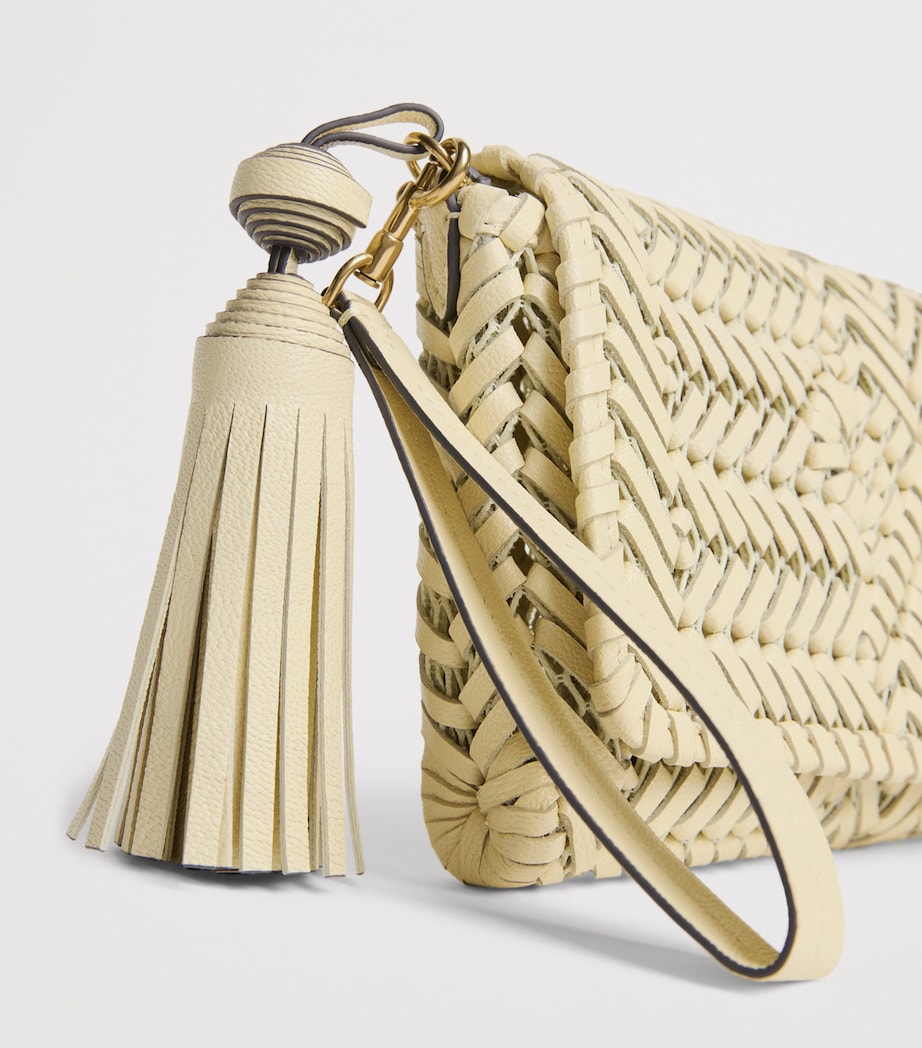 Anya Hindmarch Leather Woven Neeson Clutch Bag Butter Image 6