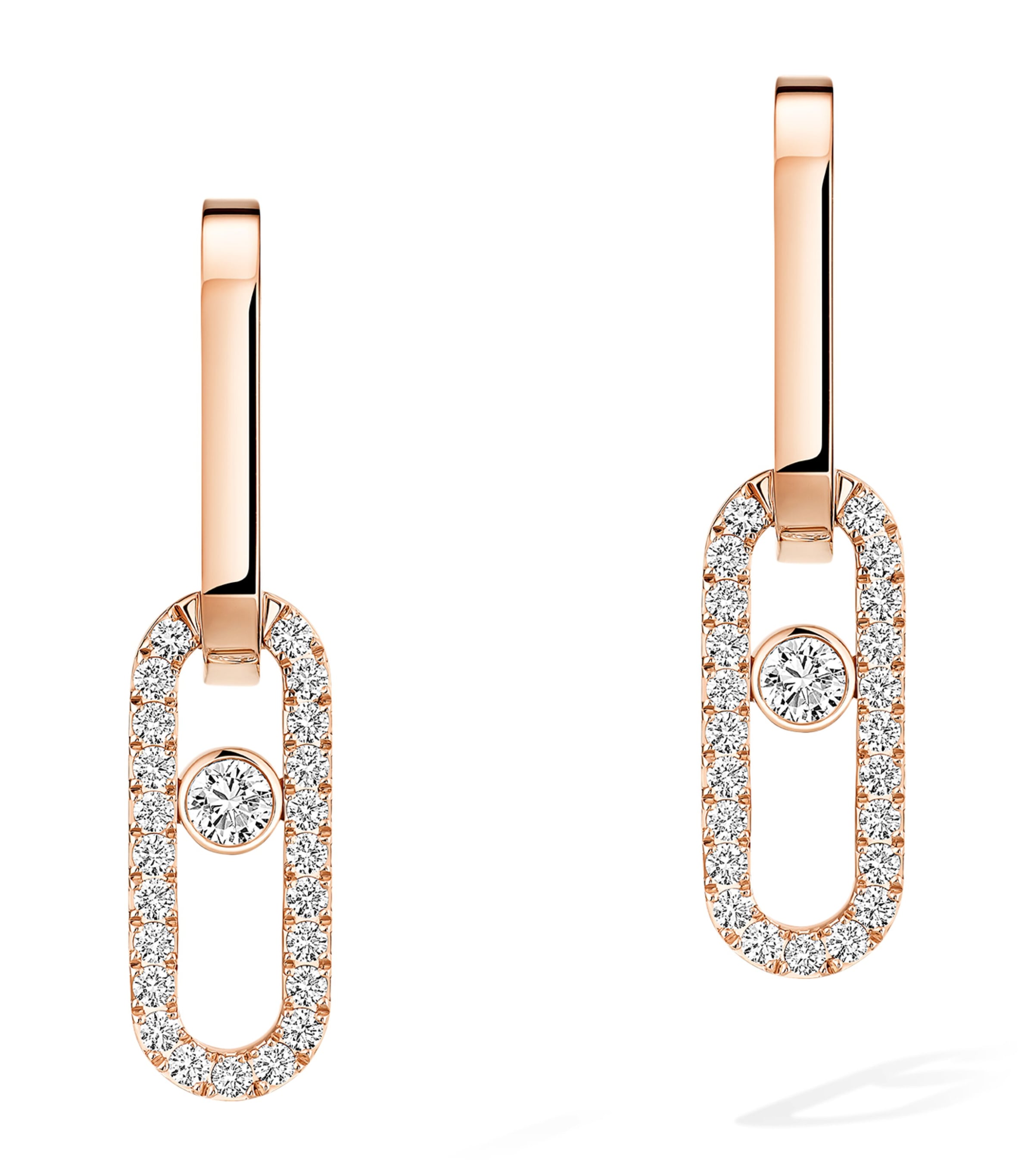 Messika Move Link Pink Gold and Diamond Drop Earrings Pink Gold Image 1