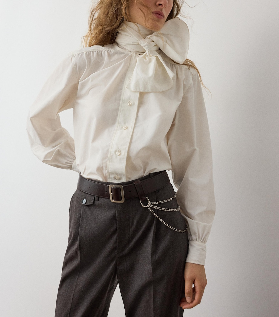Ralph Lauren Collection Womens Poplin Tie-Neck Dara Blouse Cream Image 4