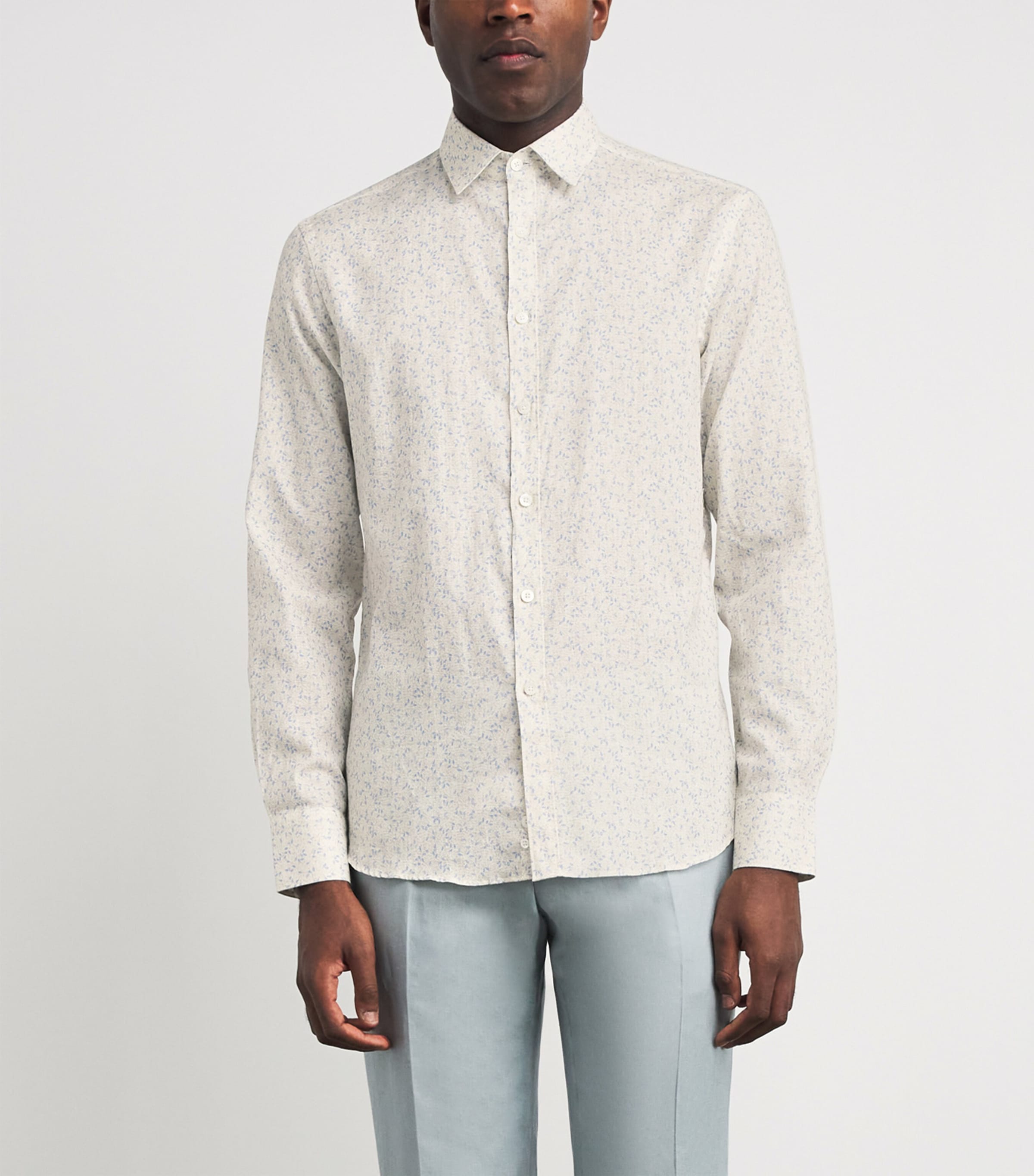 Canali Mens Linen-Cotton Printed Shirt Image 4