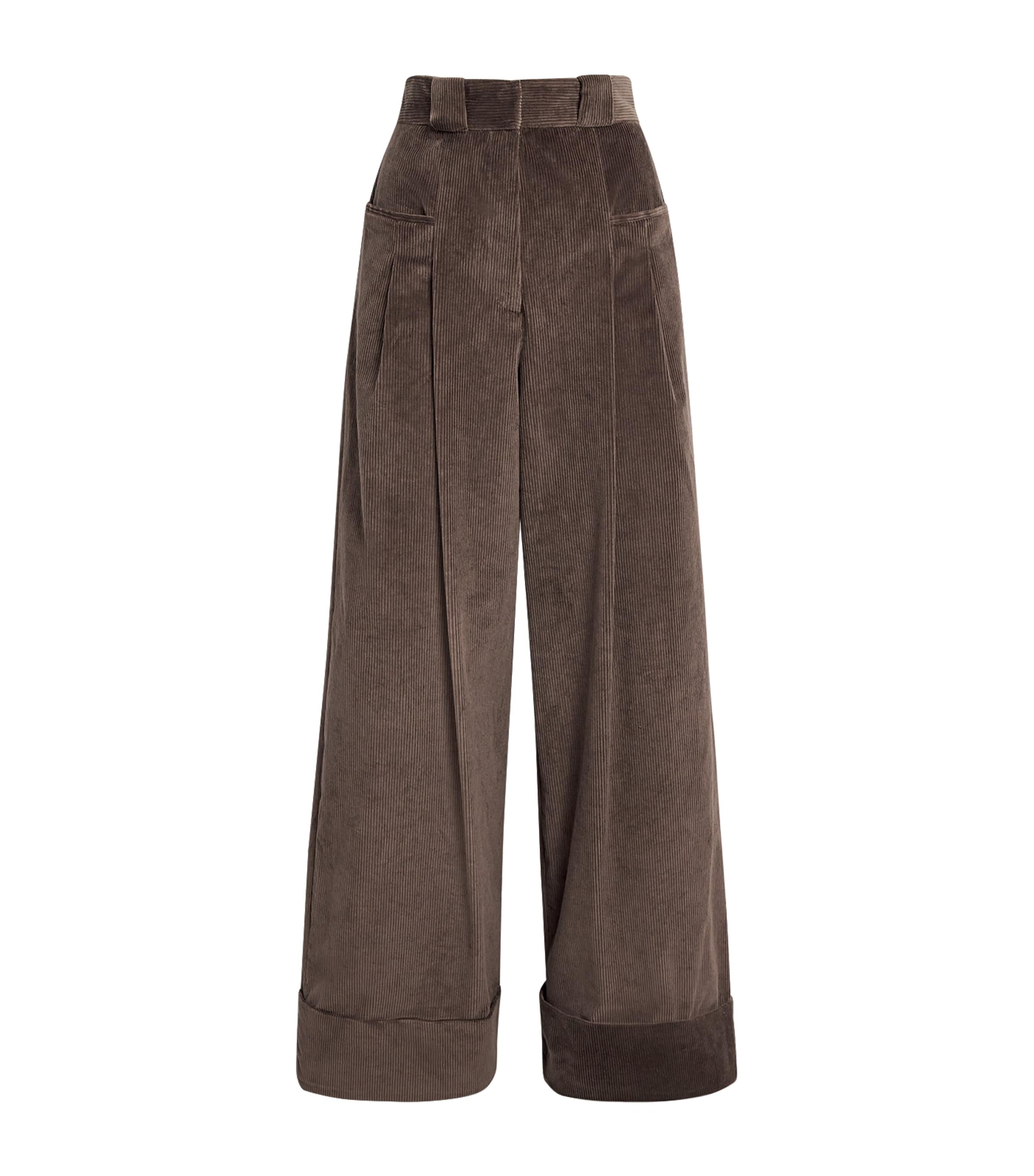 Claudie Pierlot Corduroy Wide-leg Tailored Trousers In Brown