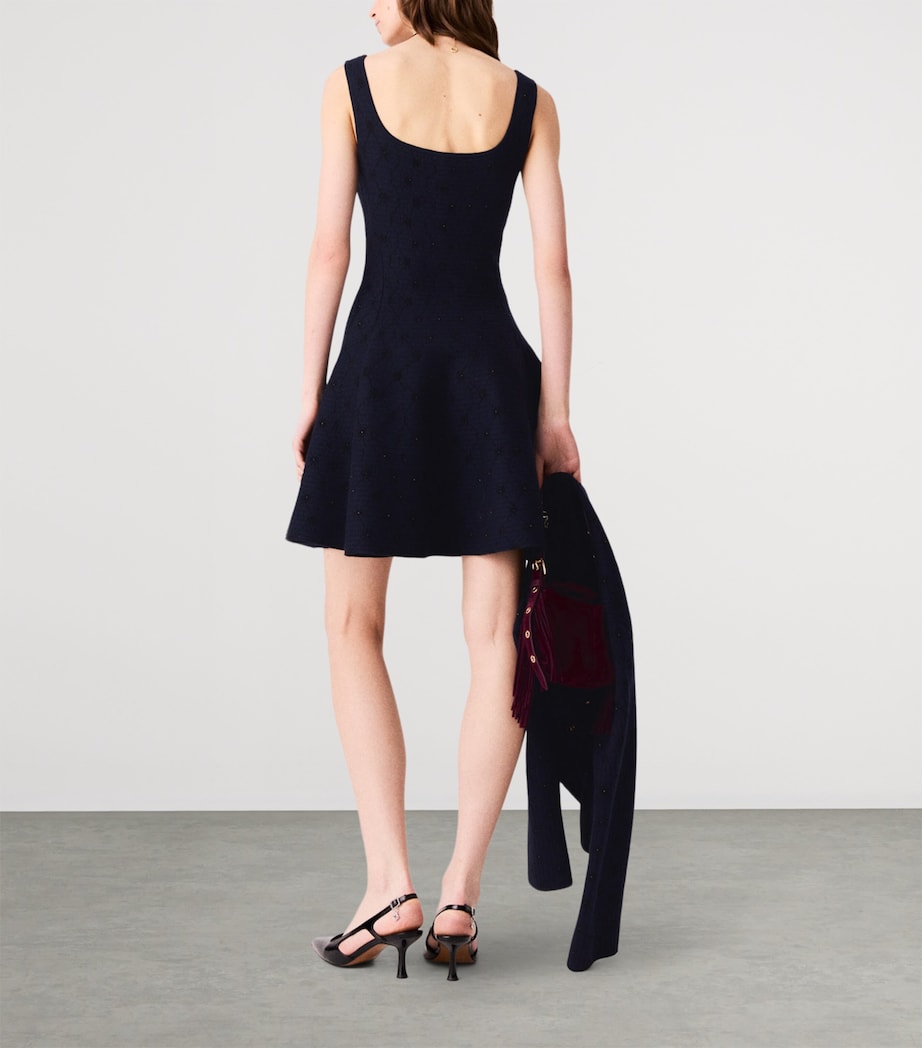 Maje Womens Embellished Jacquard Mini Dress Navy Image 4