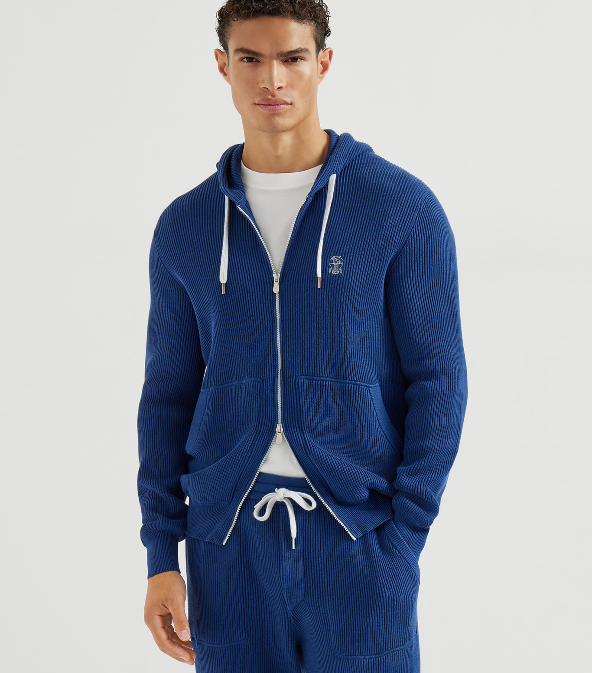 Brunello Cucinelli Mens Cotton Knitted Hoodie Image 2