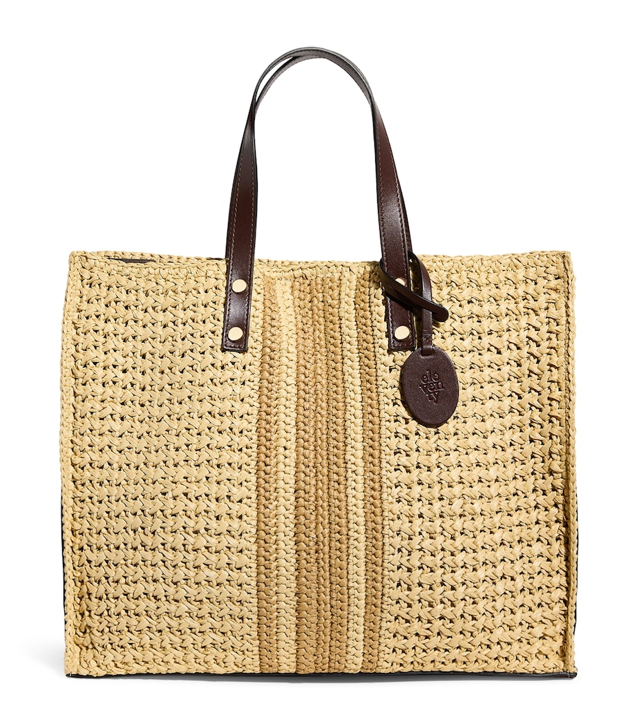 Eleventy Raffia-Leather Two-Tone Tote Bag Avorio Image 1