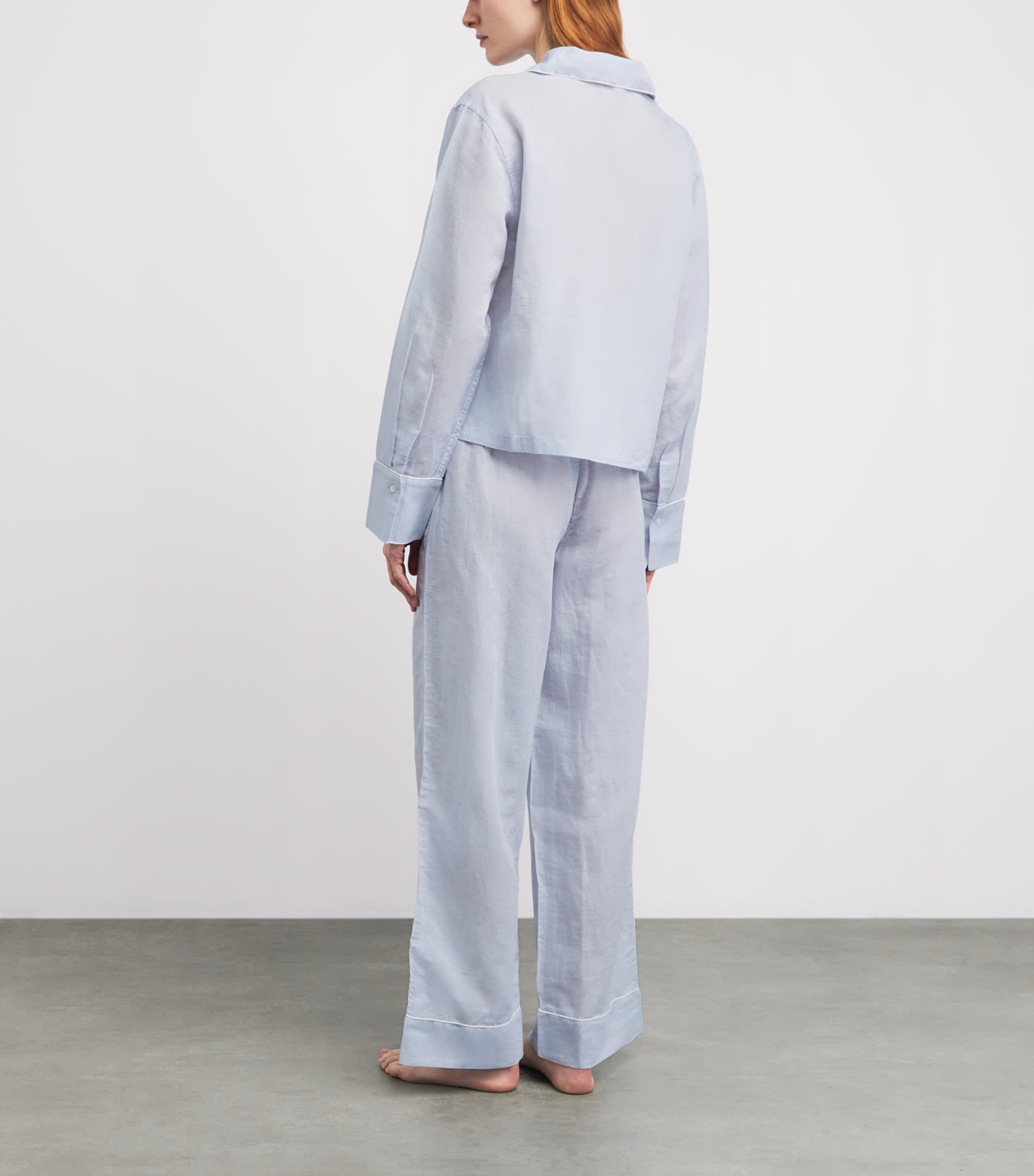 Polo Ralph Lauren Womens Linen-Cotton Pyjama Set Xenon Blue Image 4