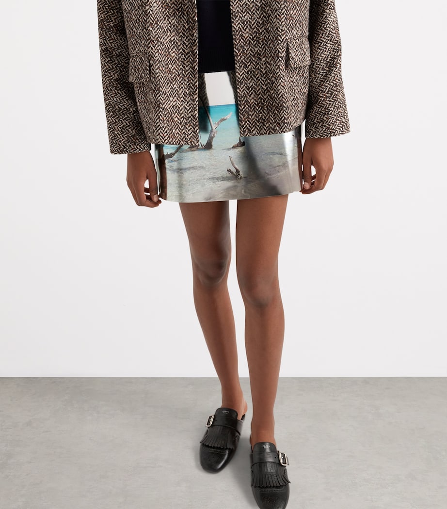 Calfskin Shiny Mini Skirt F0118 Image 3