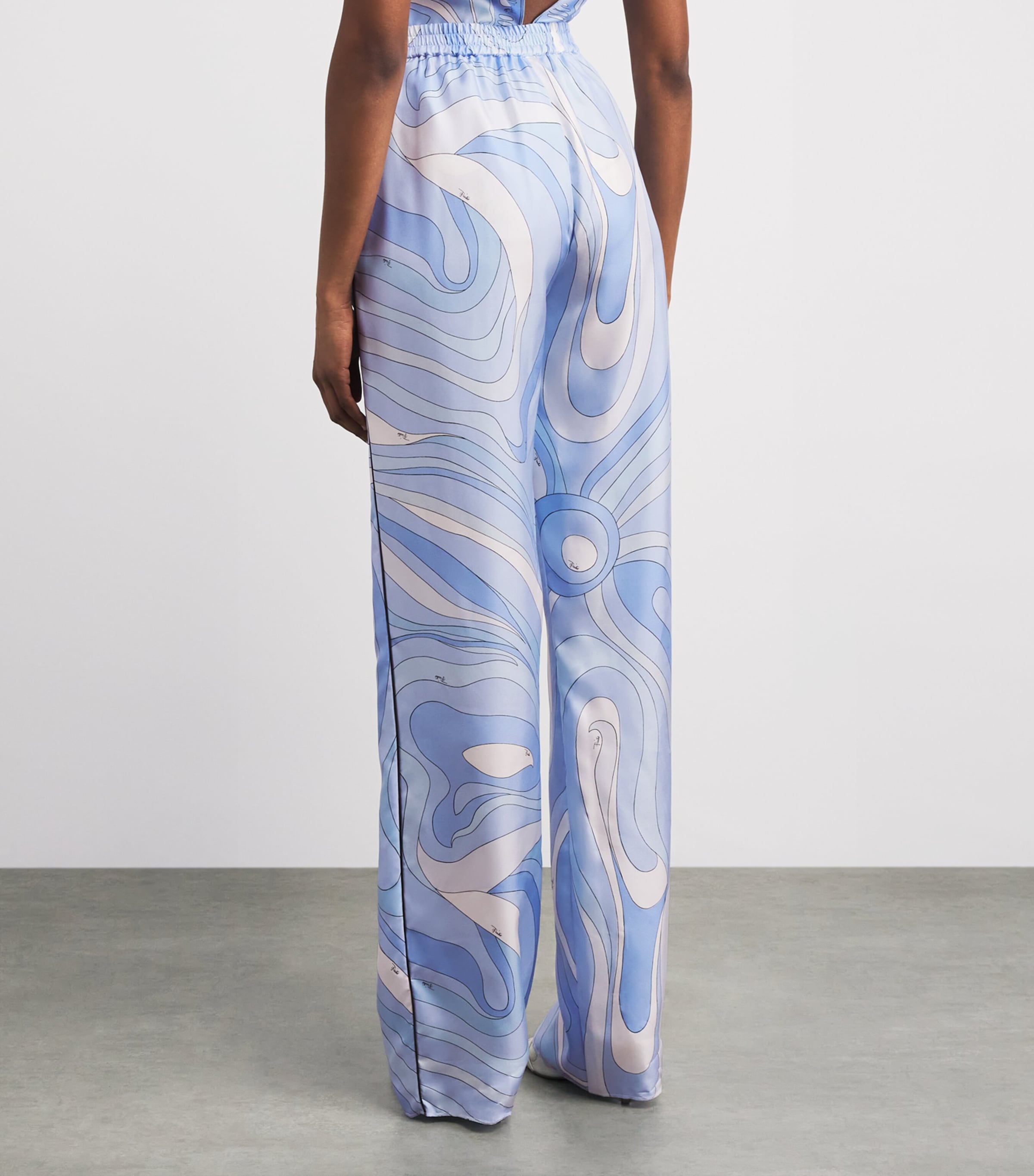 PUCCI Womens Silk Marmo Wide-Leg Trousers Pale Image 5