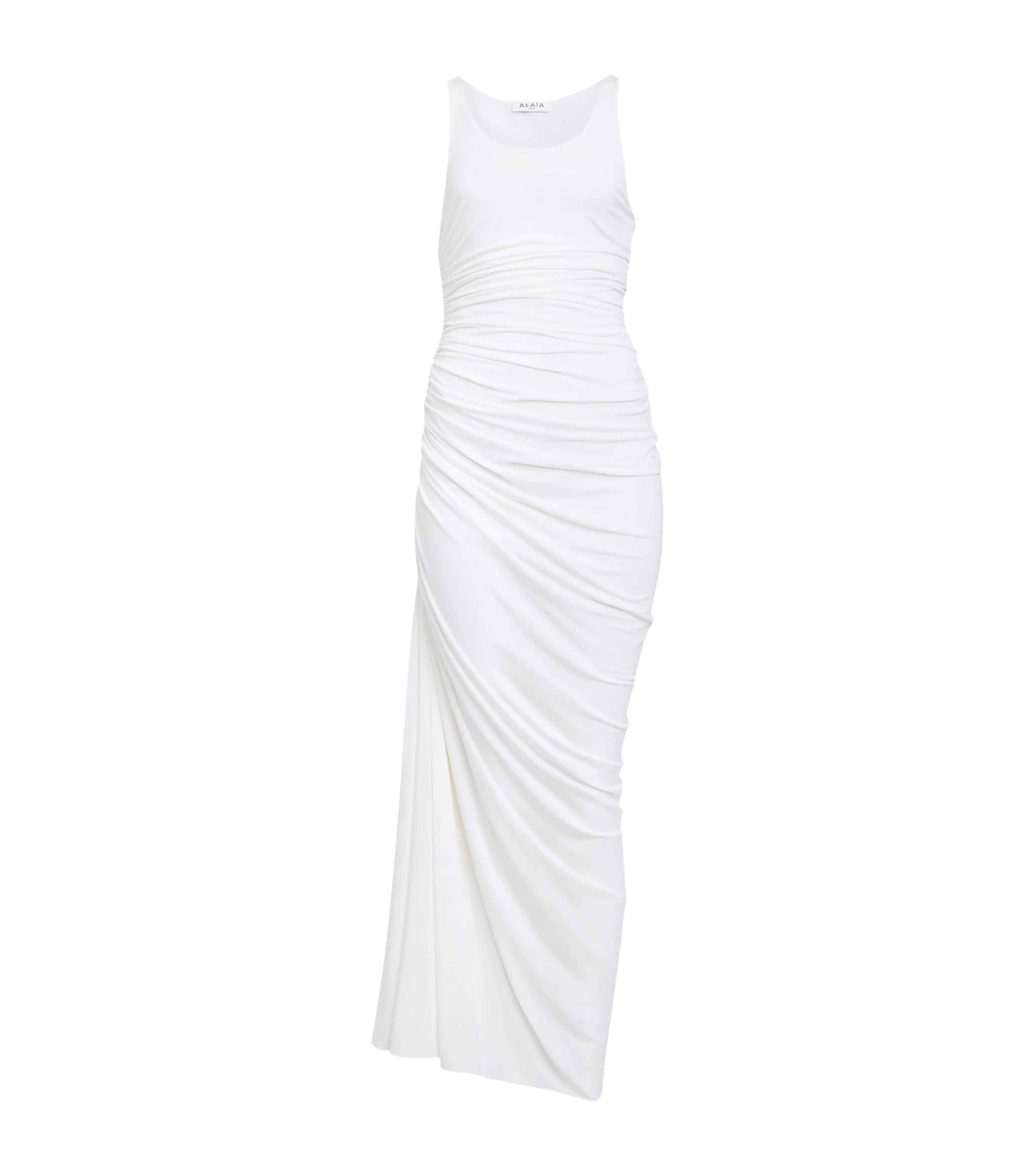 Alaïa Asymmetric Gathered Maxi Dress In White