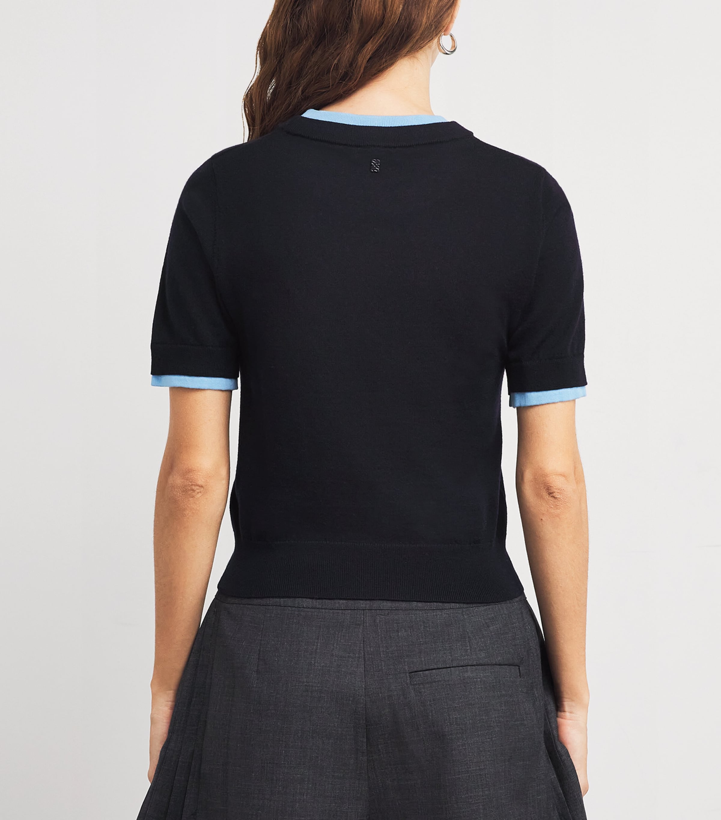 Wool Two-Tone Sweater NAVY BLUE Image 4