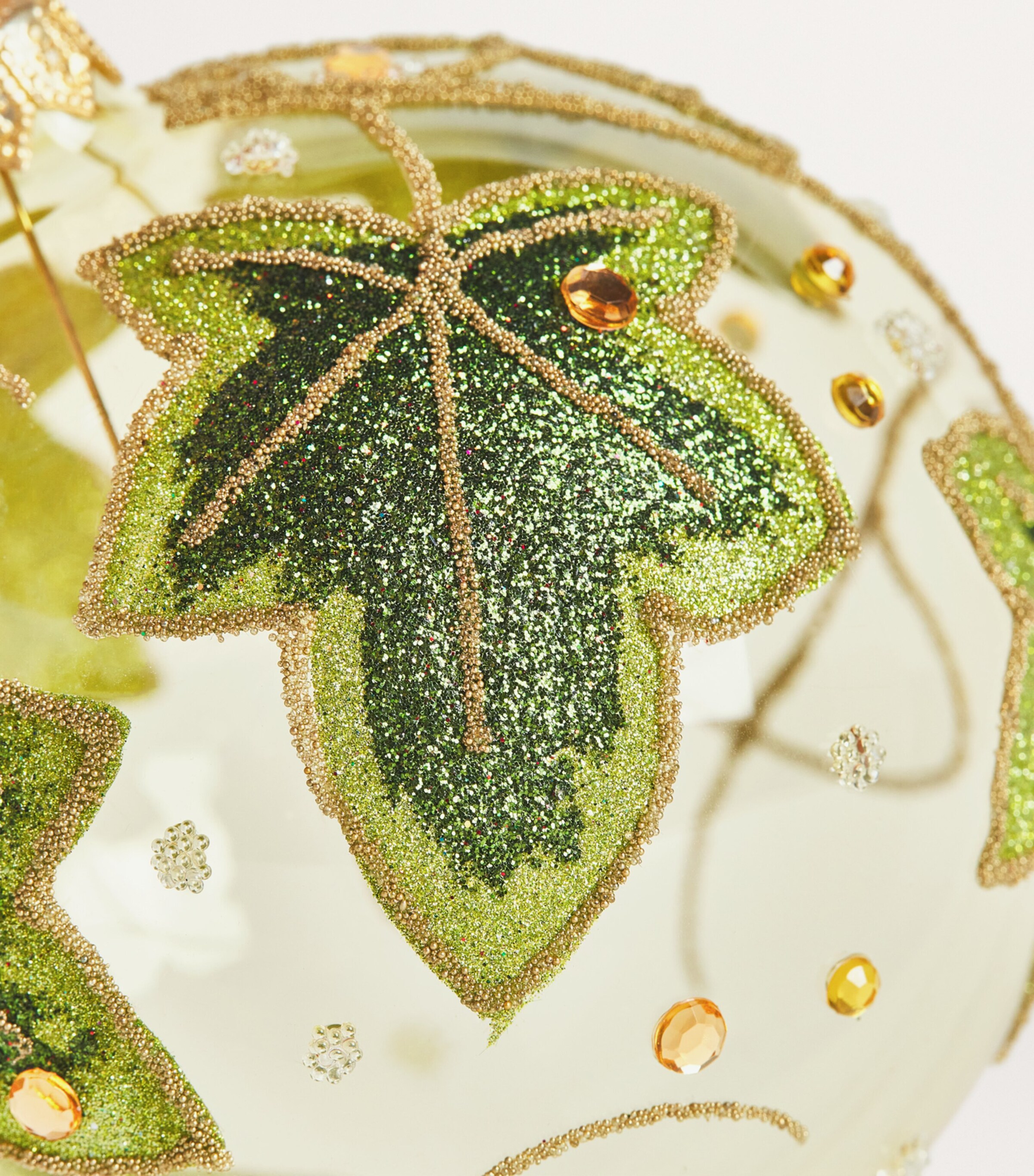 Harrods Glass Ivy Bauble Green Image 5